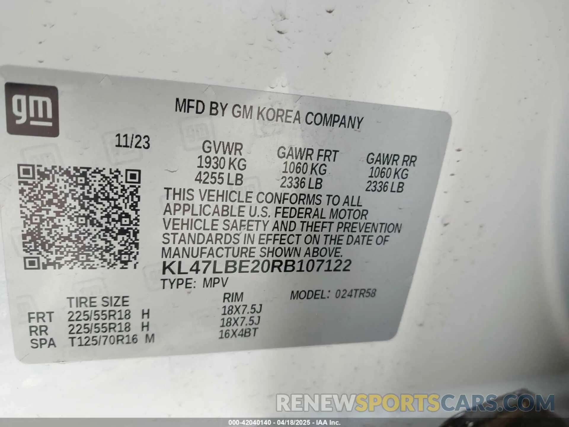 9 fotografías del automóvil dañado KL47LBE20RB107122 BUICK ENVISTA 2024