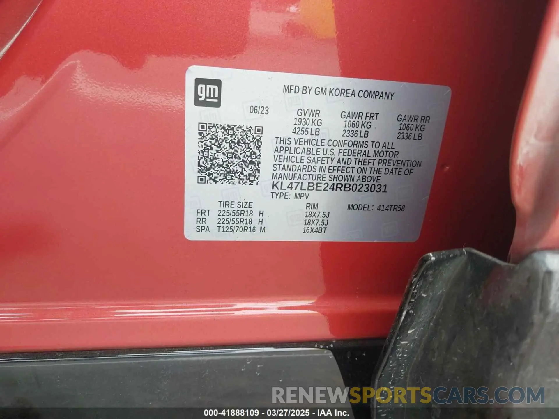 9 fotografías del automóvil dañado KL47LBE24RB023031 BUICK ENVISTA 2024