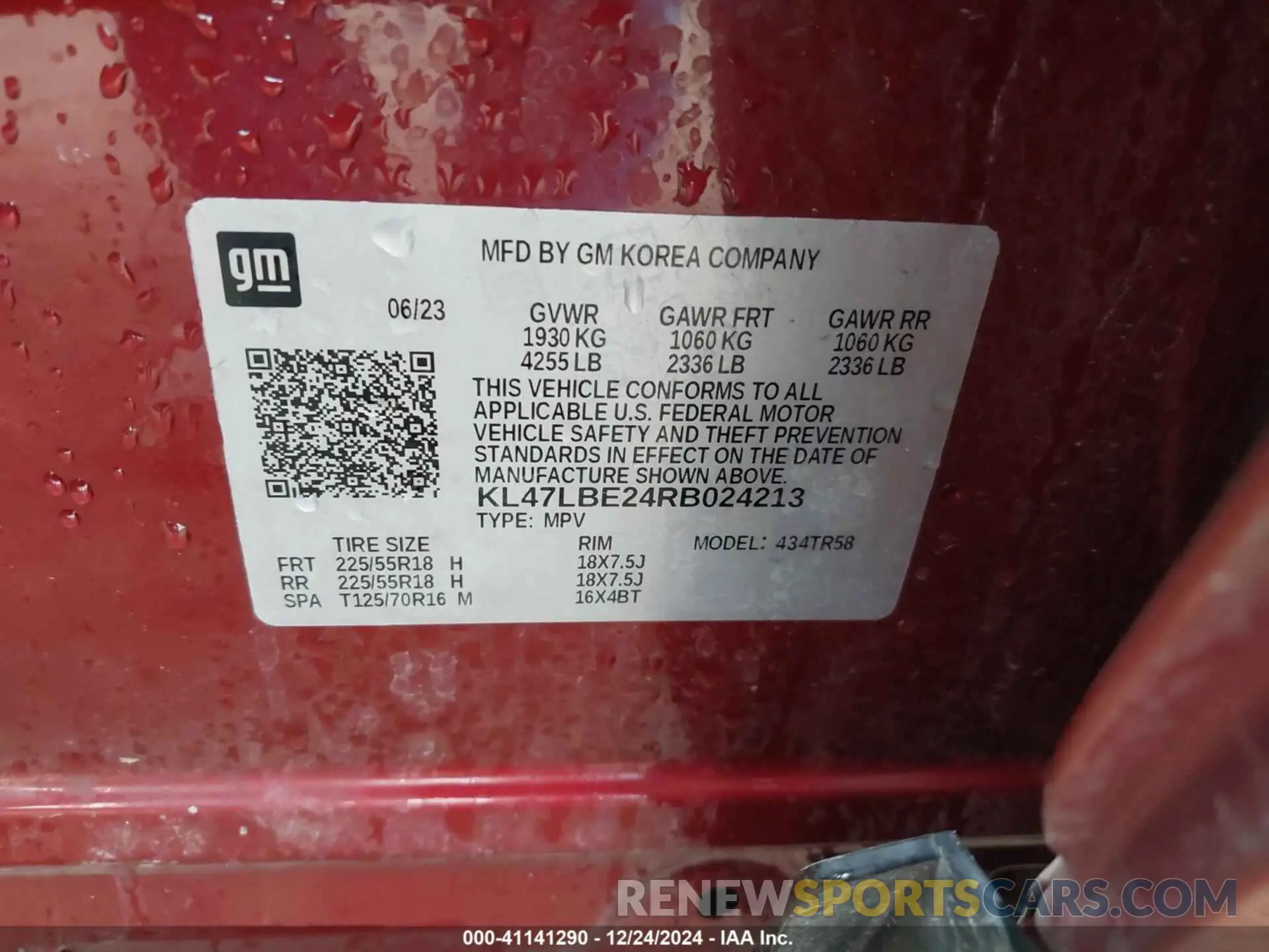 9 fotografías del automóvil dañado KL47LBE24RB024213 BUICK ENVISTA 2024
