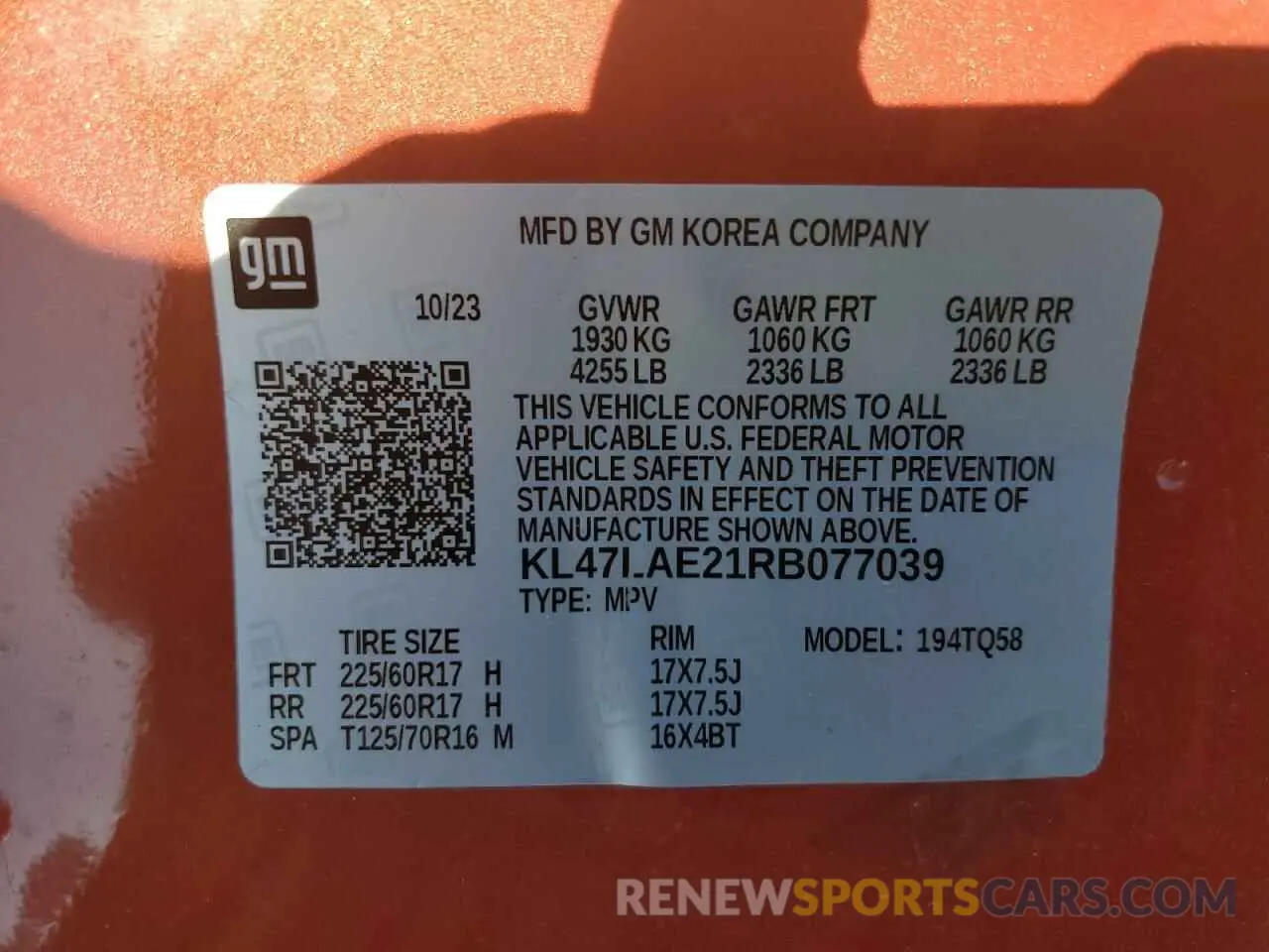 14 fotografías del automóvil dañado KL47LAE21RB077039 BUICK ENVISTA PR 2024