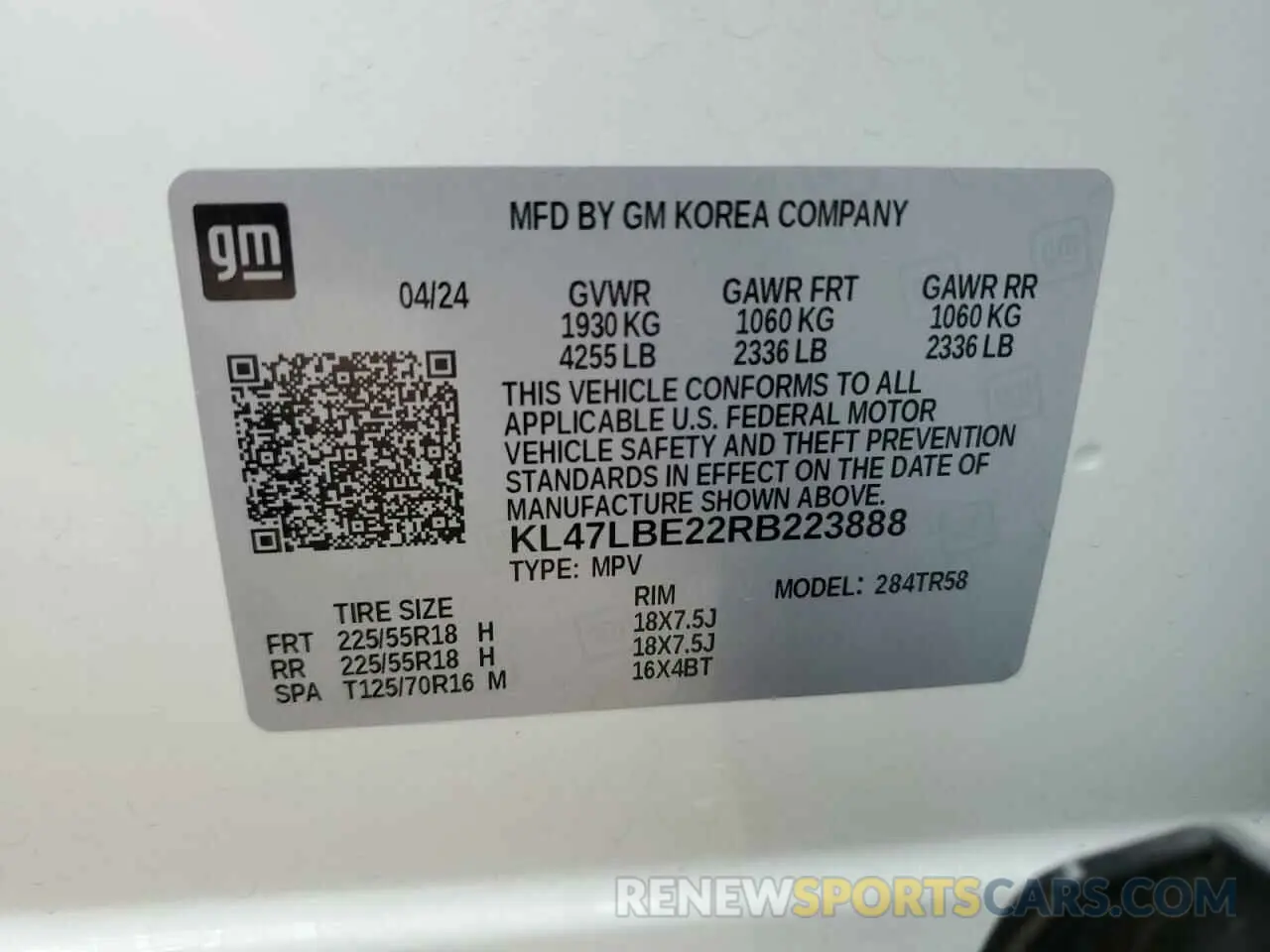 15 fotografías del automóvil dañado KL47LBE22RB223888 BUICK ENVISTA SP 2024