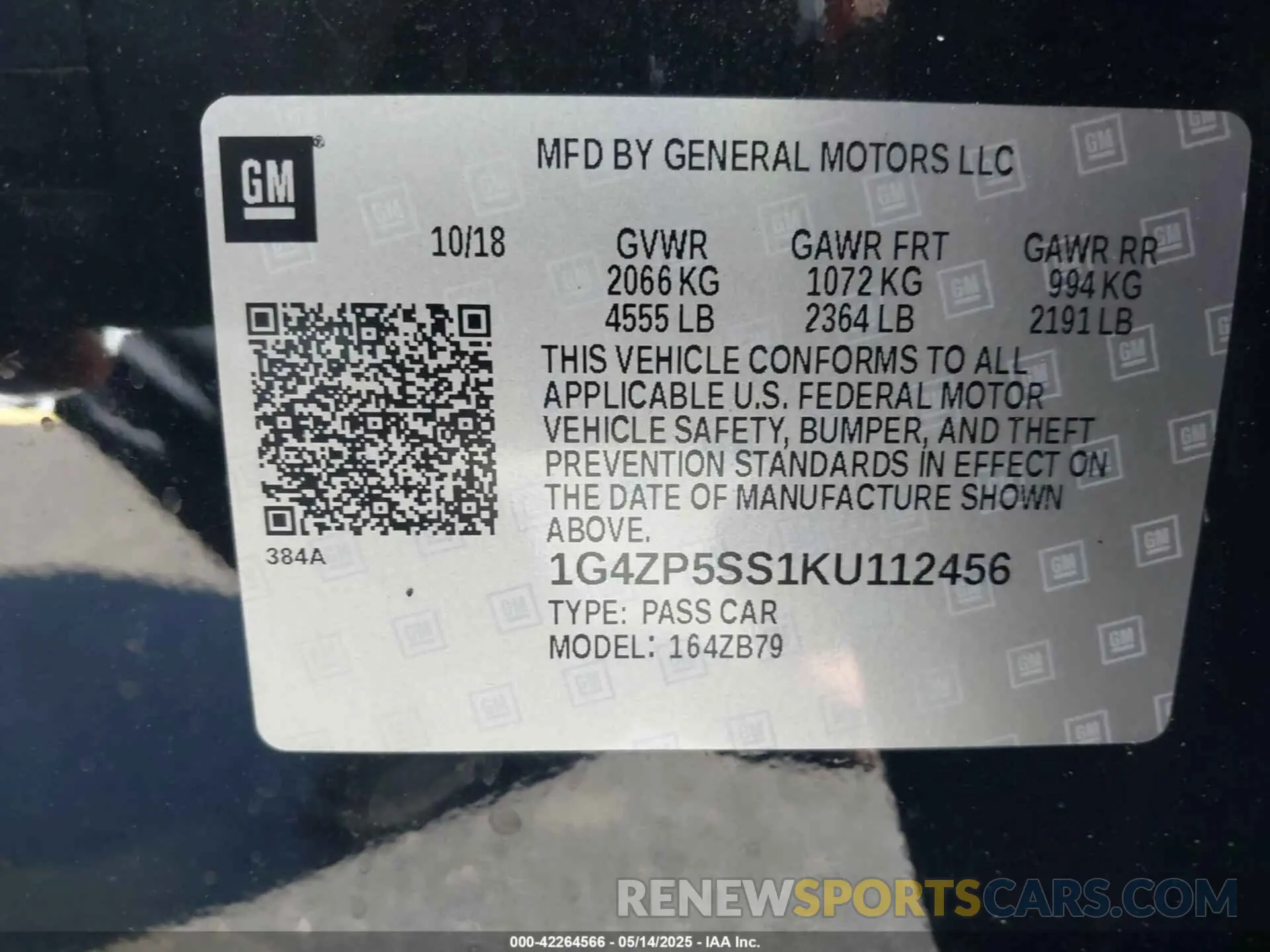 9 fotografías del automóvil dañado 1G4ZP5SS1KU112456 BUICK LACROSSE 2019