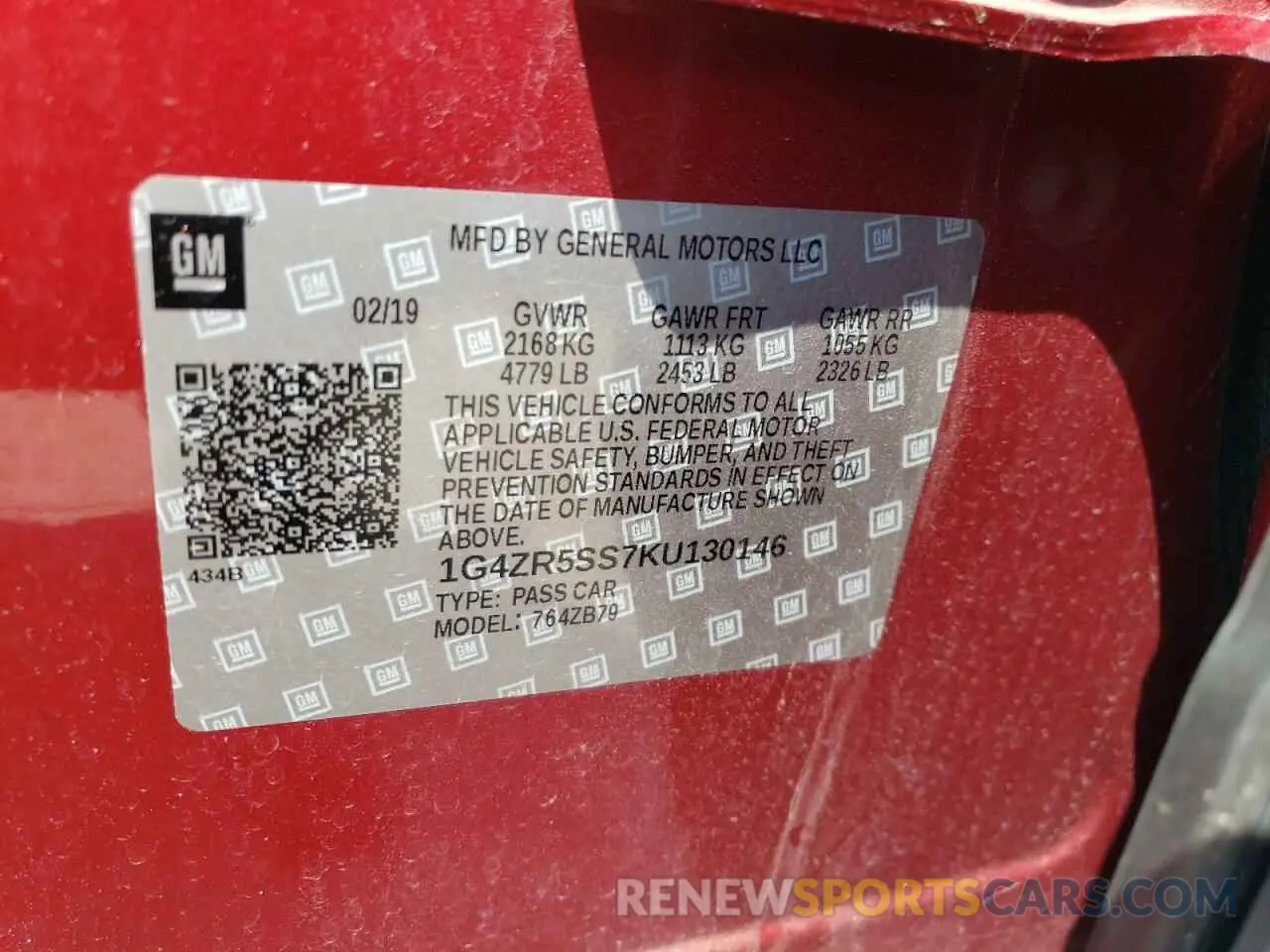 12 fotografías del automóvil dañado 1G4ZR5SS7KU130146 BUICK LACROSSE 2019