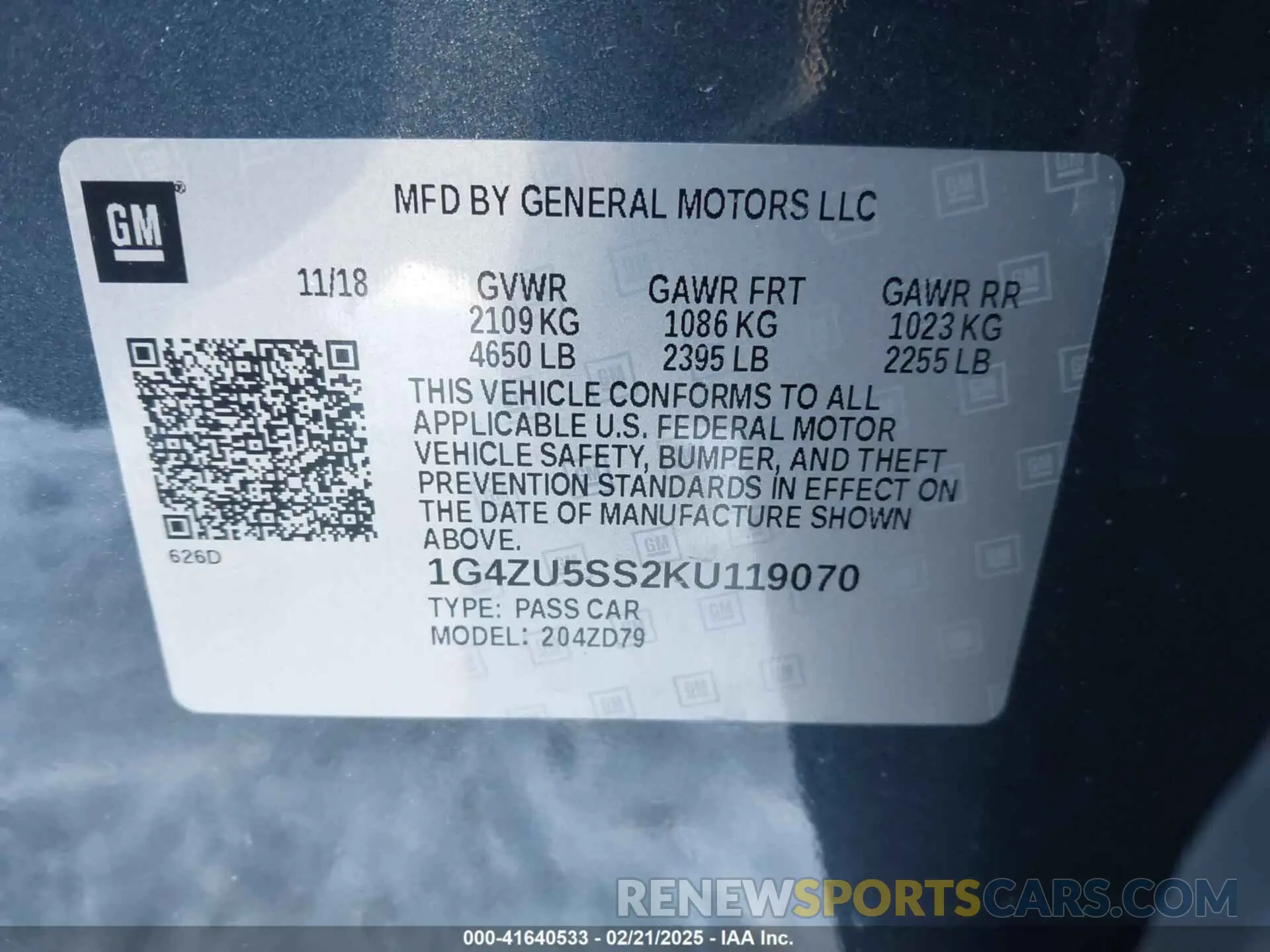9 fotografías del automóvil dañado 1G4ZU5SS2KU119070 BUICK LACROSSE 2019