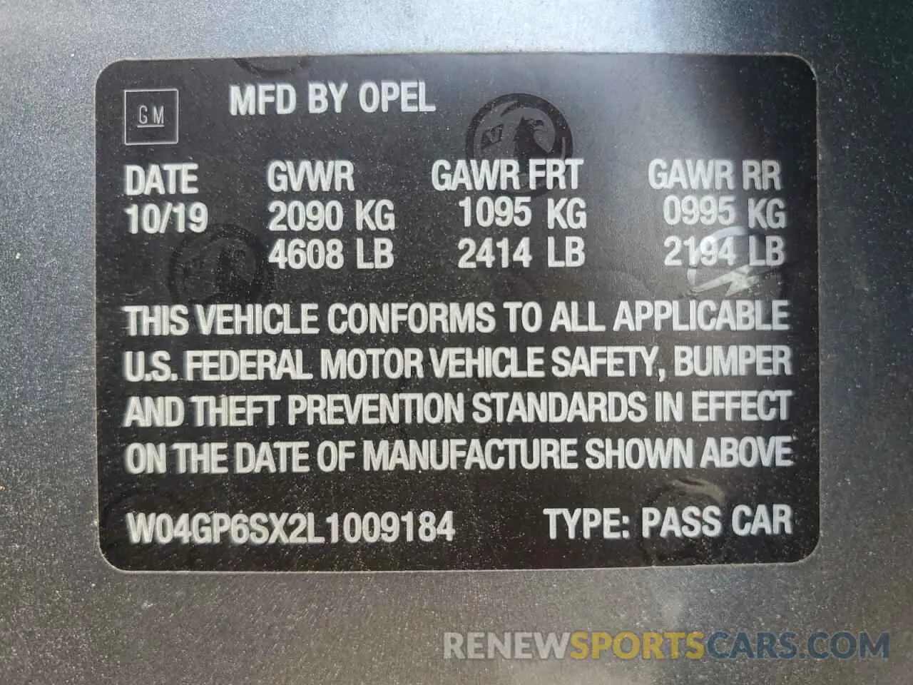 13 fotografías del automóvil dañado W04GP6SX2L1009184 BUICK REGAL 2020