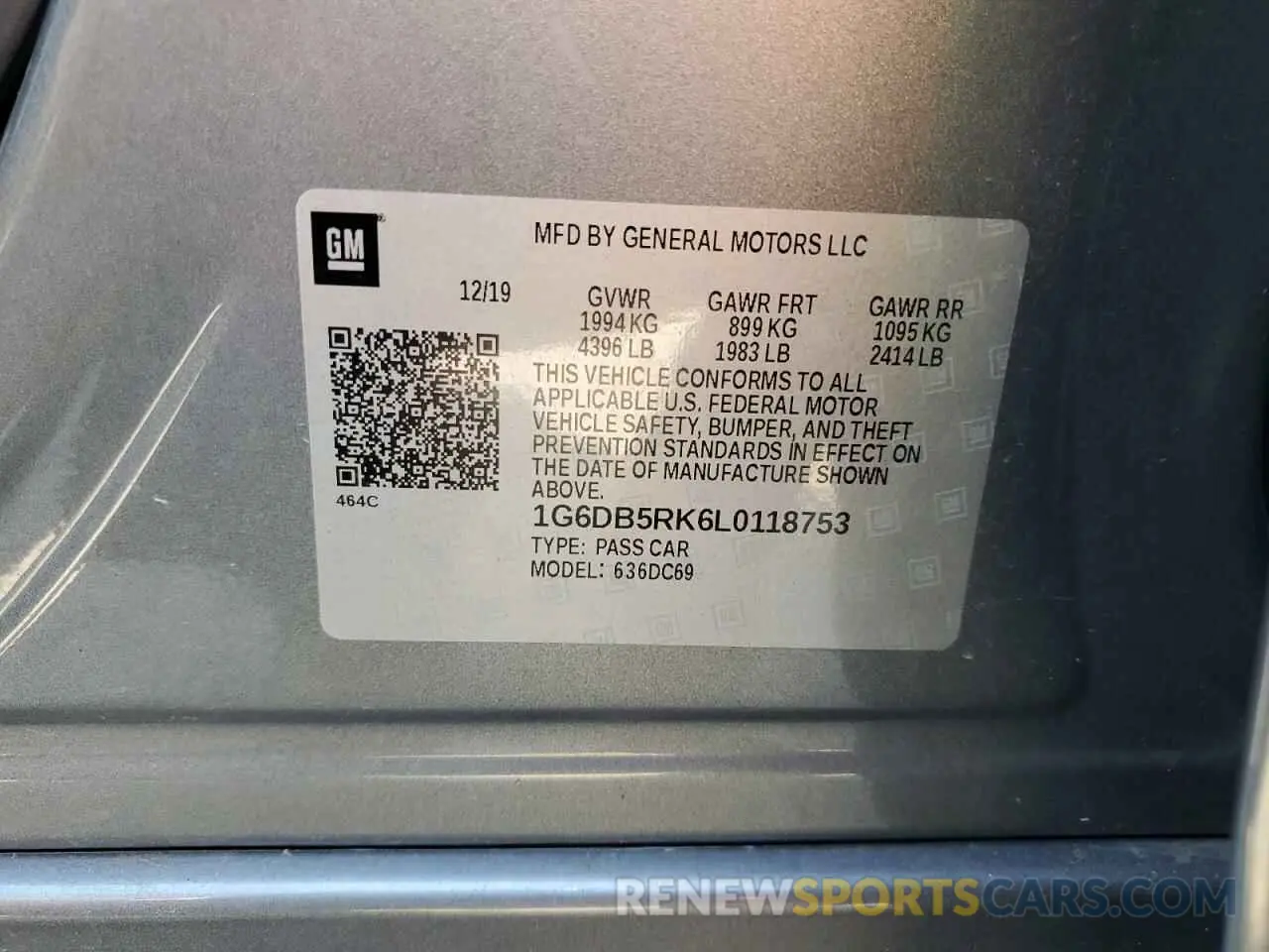 12 fotografías del automóvil dañado 1G6DB5RK6L0118753 CADILLAC CT4 2020