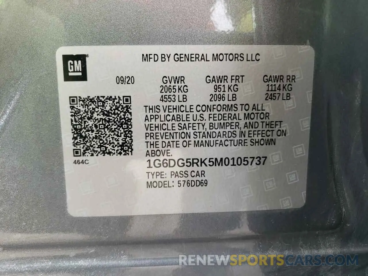12 fotografías del automóvil dañado 1G6DG5RK5M0105737 CADILLAC CT4 2021