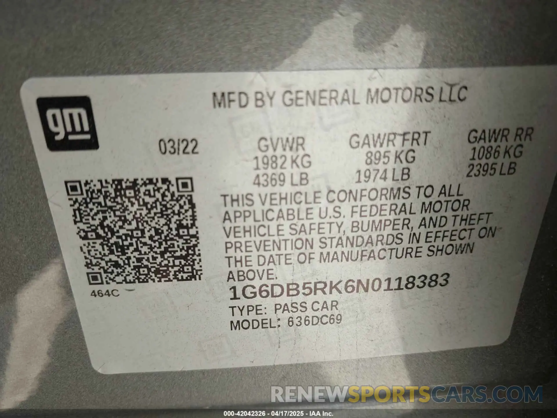 9 fotografías del automóvil dañado 1G6DB5RK6N0118383 CADILLAC CT4 2022