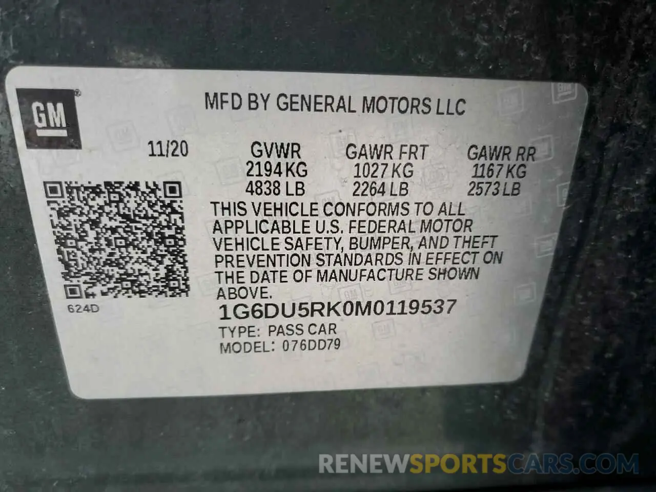 12 fotografías del automóvil dañado 1G6DU5RK0M0119537 CADILLAC CT5 2021