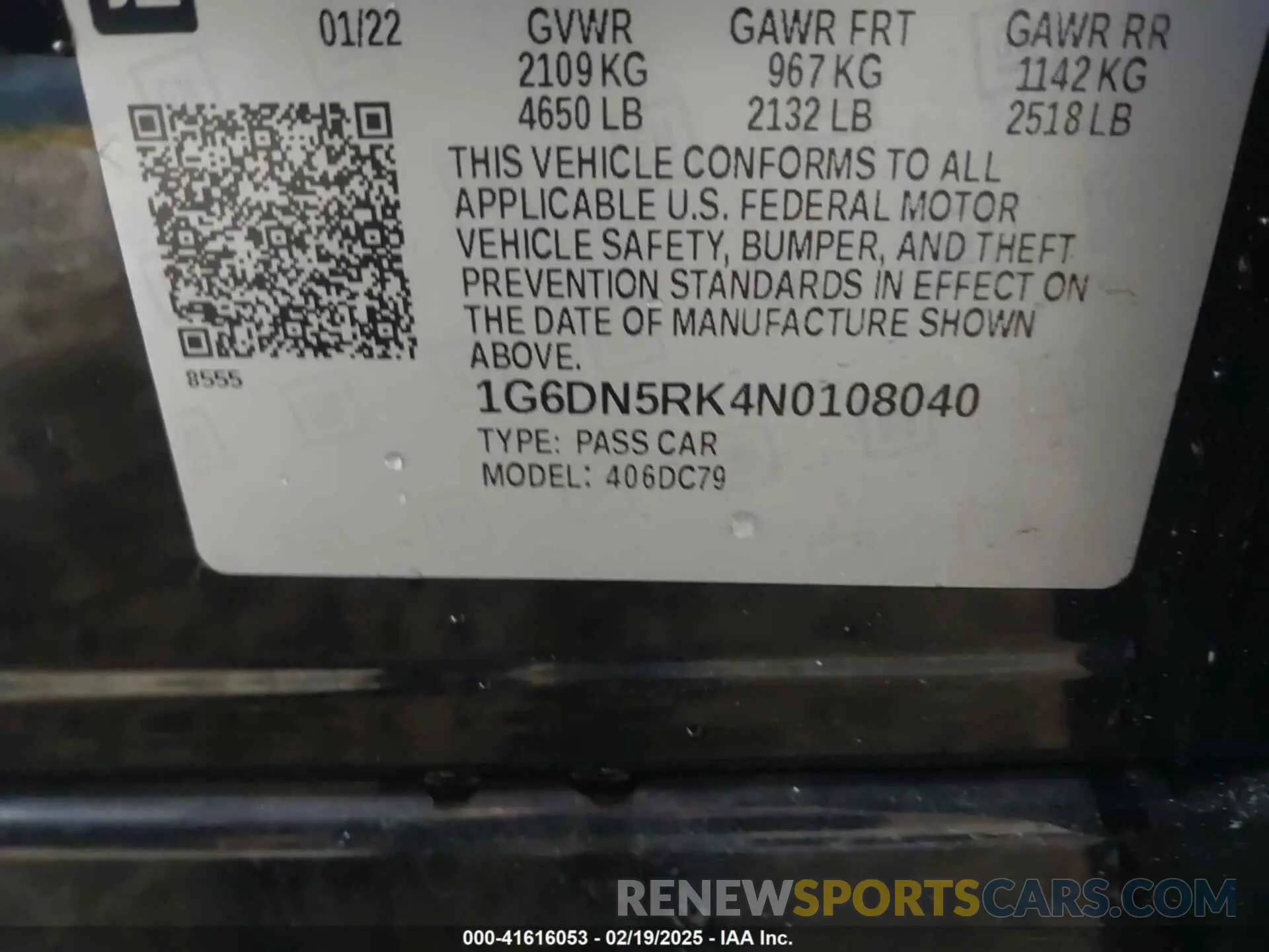 9 fotografías del automóvil dañado 1G6DN5RK4N0108040 CADILLAC CT5 2022