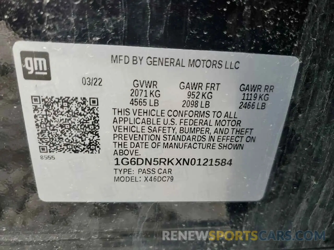 12 fotografías del automóvil dañado 1G6DN5RKXN0121584 CADILLAC CT5 2022