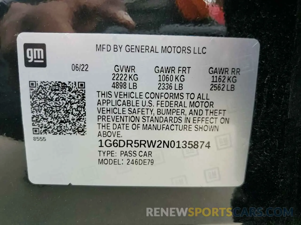12 fotografías del automóvil dañado 1G6DR5RW2N0135874 CADILLAC CT5 2022