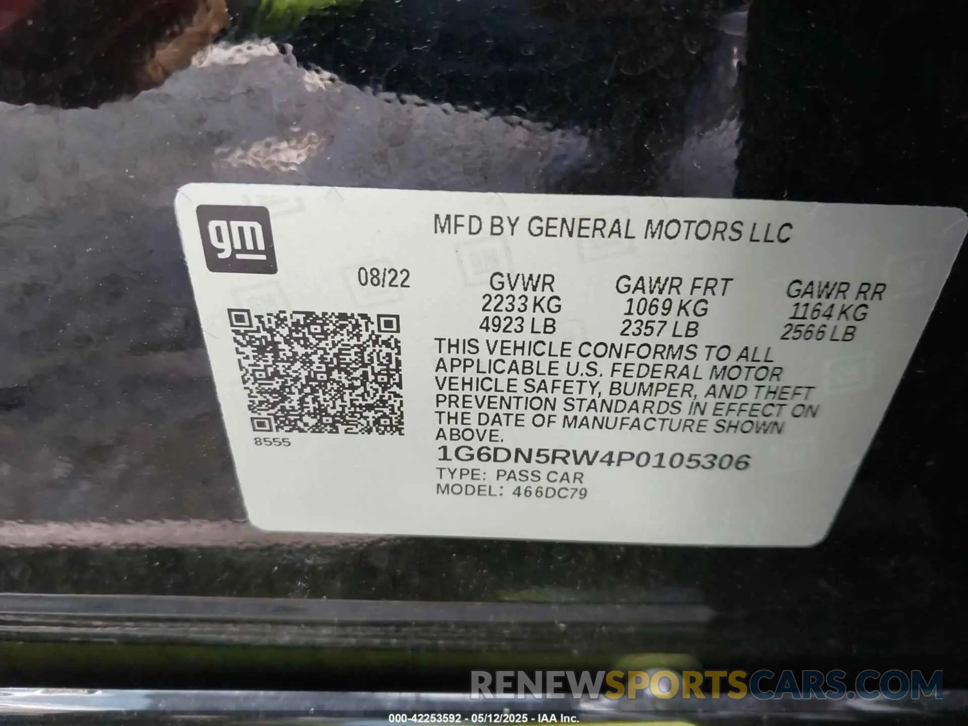 9 fotografías del automóvil dañado 1G6DN5RW4P0105306 CADILLAC CT5 2023