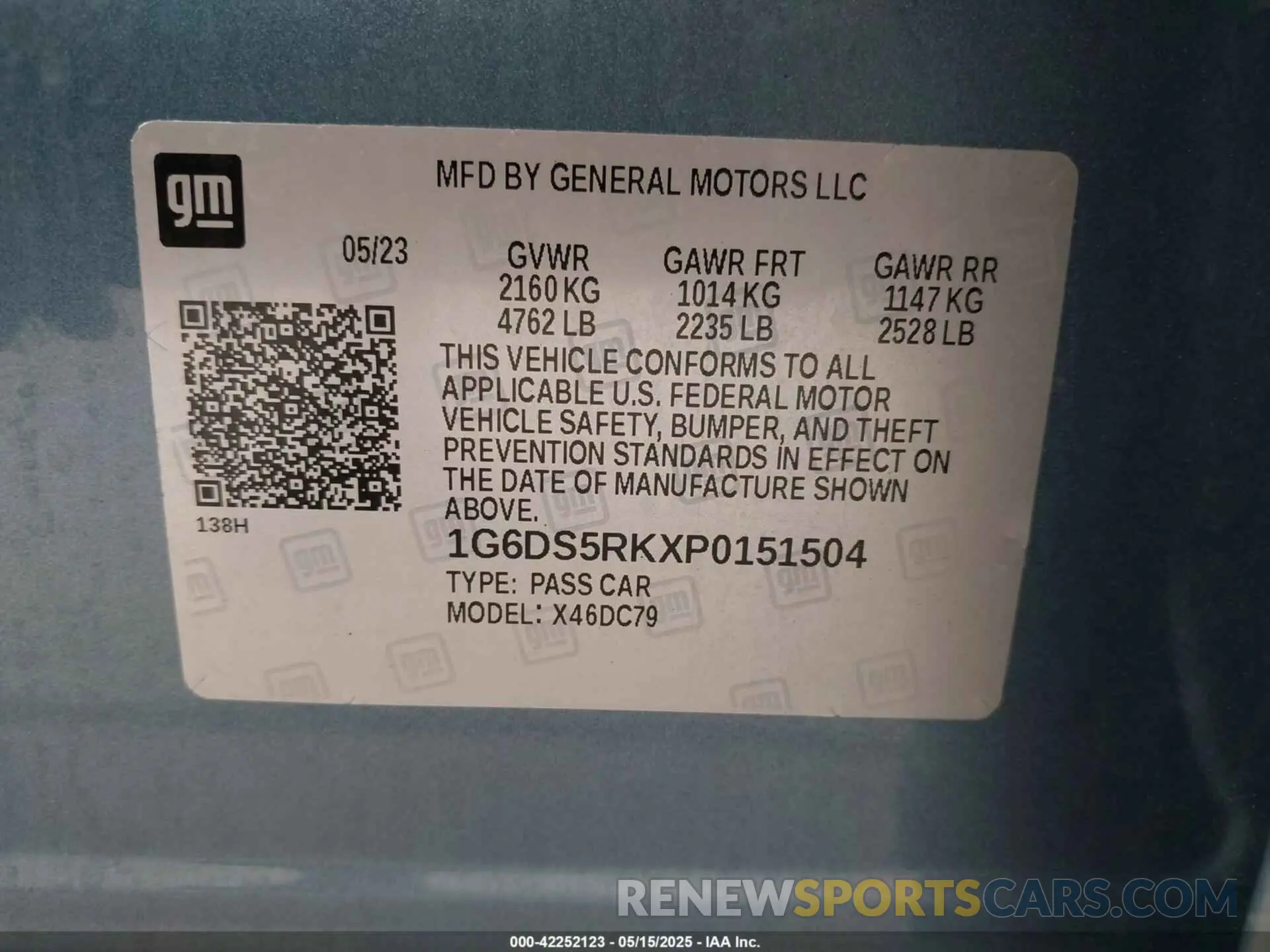 9 fotografías del automóvil dañado 1G6DS5RKXP0151504 CADILLAC CT5 2023