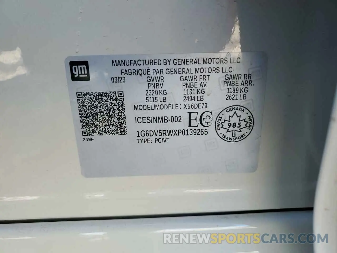 13 fotografías del automóvil dañado 1G6DV5RWXP0139265 CADILLAC CT5 2023