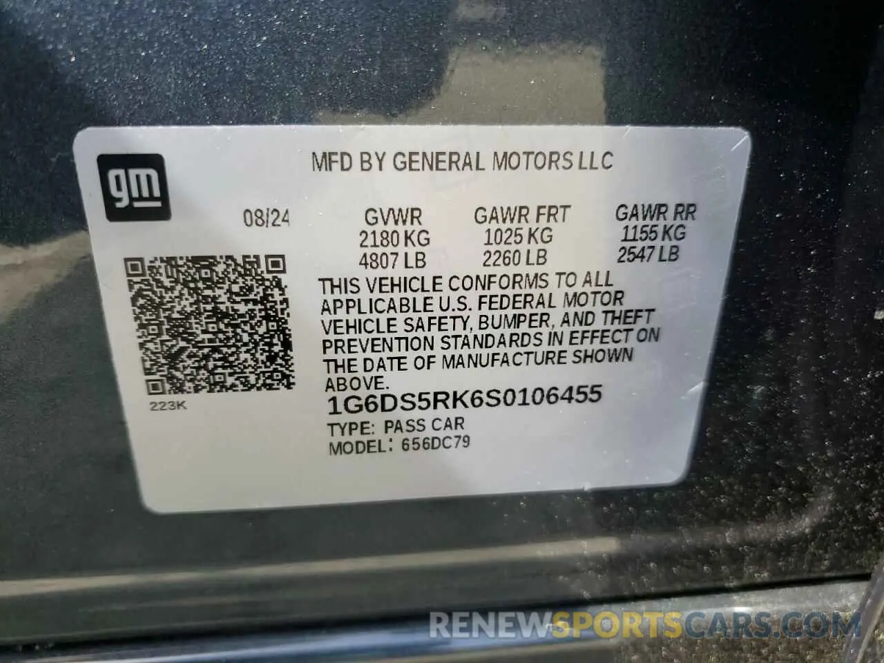 12 fotografías del automóvil dañado 1G6DS5RK6S0106455 CADILLAC CT5 2025