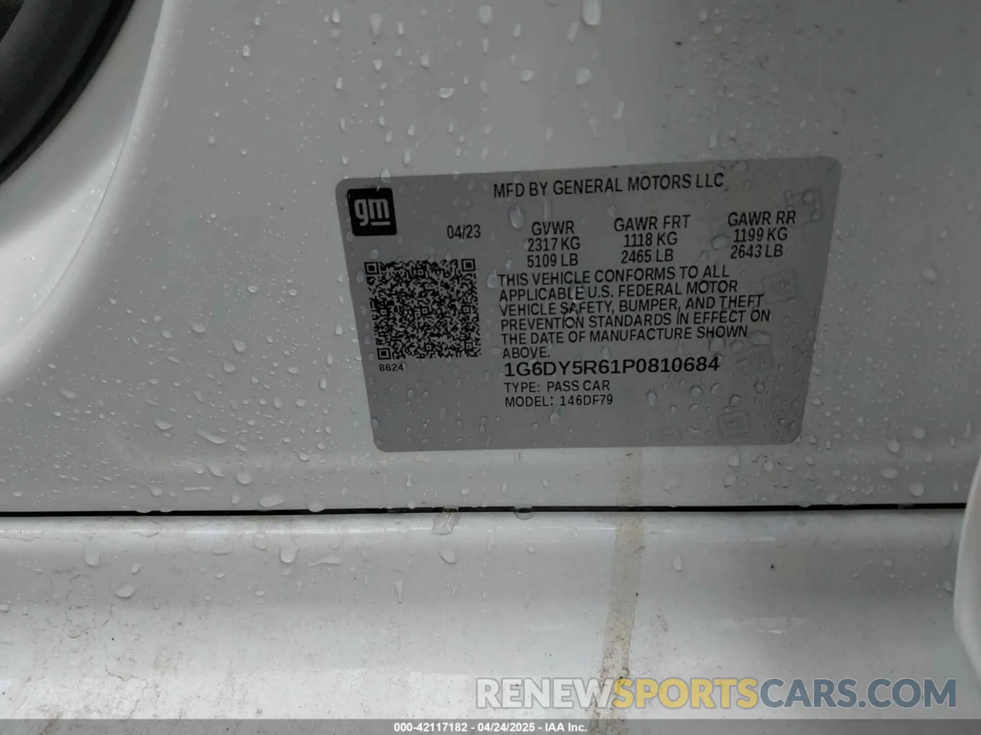 9 fotografías del automóvil dañado 1G6DY5R61P0810684 CADILLAC CT5-V 2023