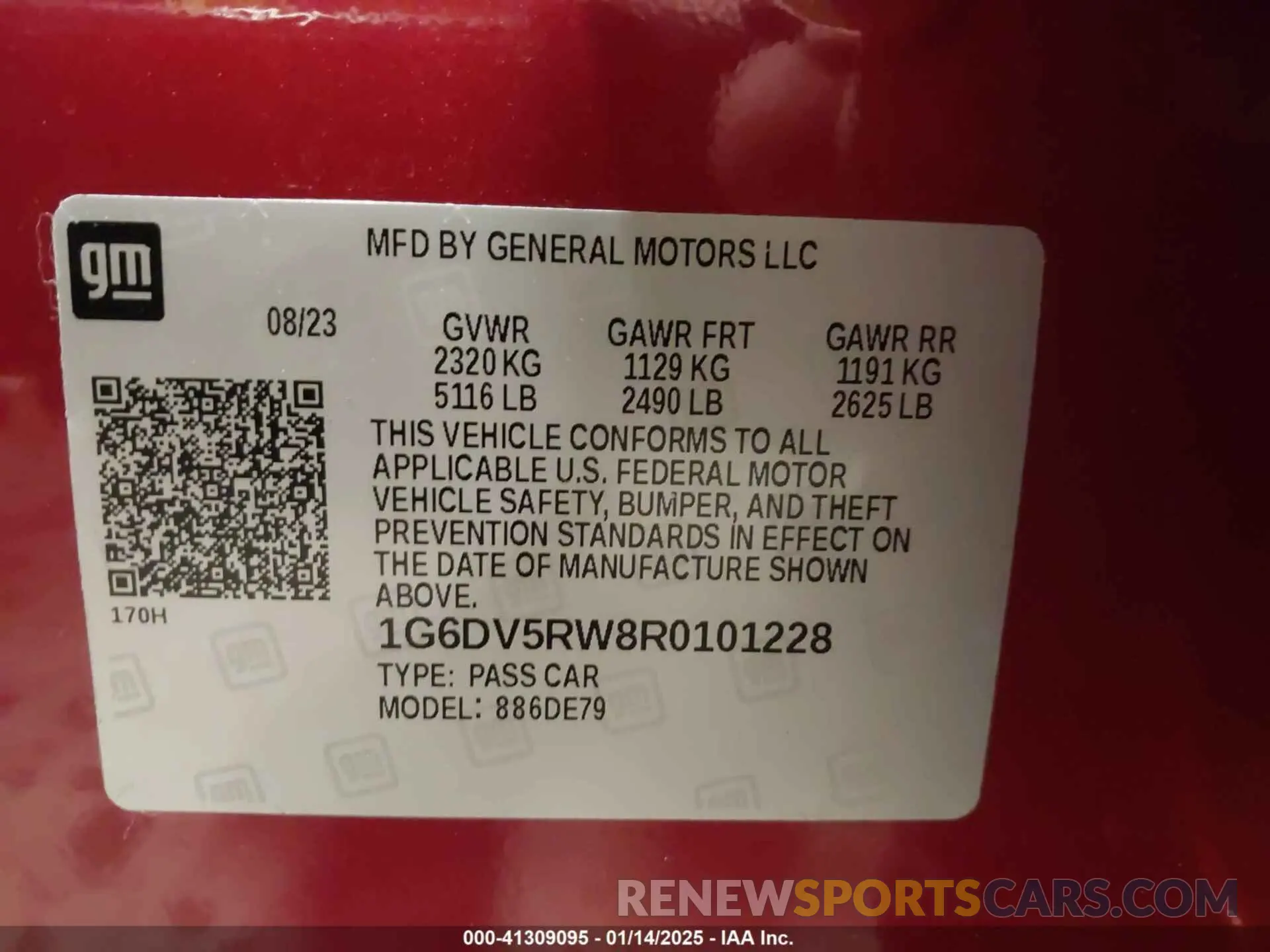 9 fotografías del automóvil dañado 1G6DV5RW8R0101228 CADILLAC CT5-V 2024