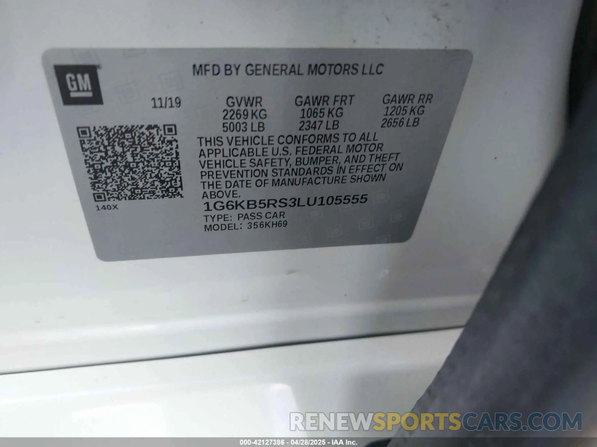 9 fotografías del automóvil dañado 1G6KB5RS3LU105555 CADILLAC CT6 2020