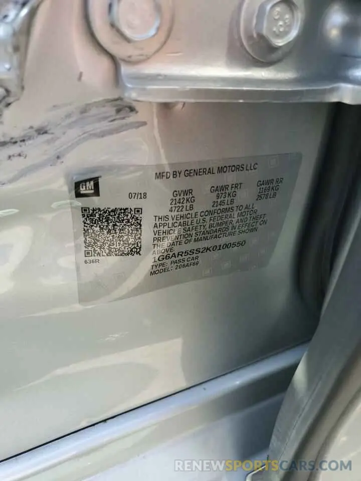 12 fotografías del automóvil dañado 1G6AR5SS2K0100550 CADILLAC CTS 2019