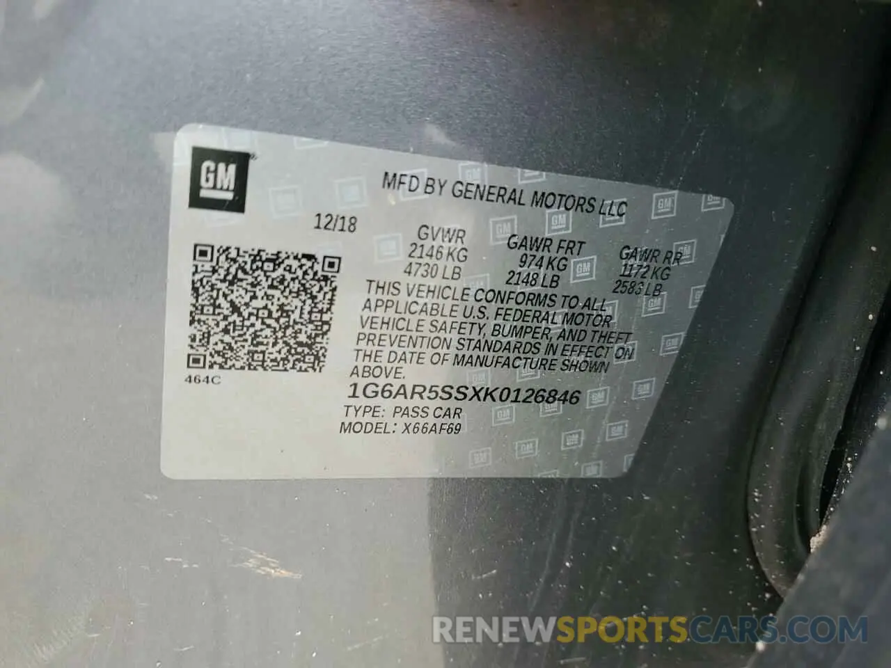 14 fotografías del automóvil dañado 1G6AR5SSXK0126846 CADILLAC CTS 2019