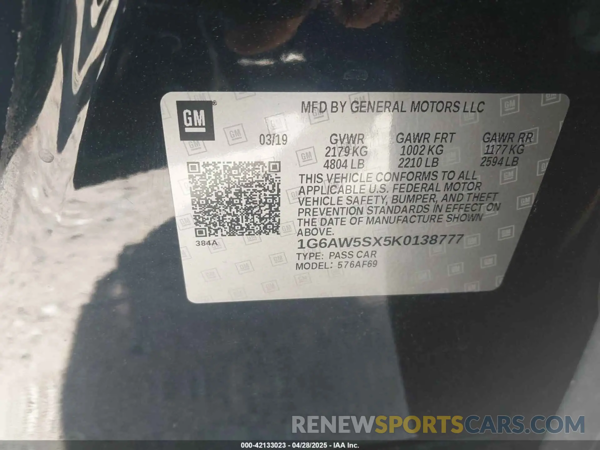 9 fotografías del automóvil dañado 1G6AW5SX5K0138777 CADILLAC CTS 2019