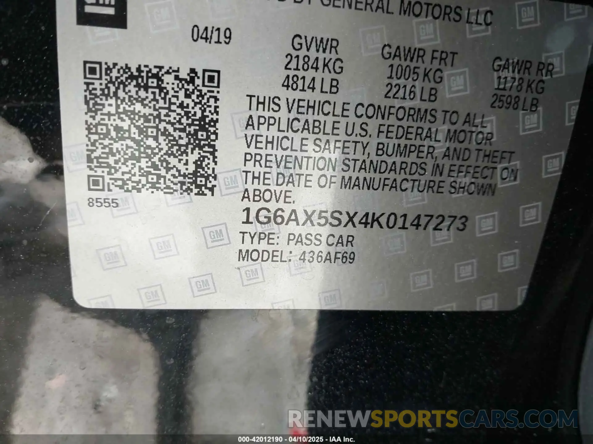 9 fotografías del automóvil dañado 1G6AX5SX4K0147273 CADILLAC CTS 2019