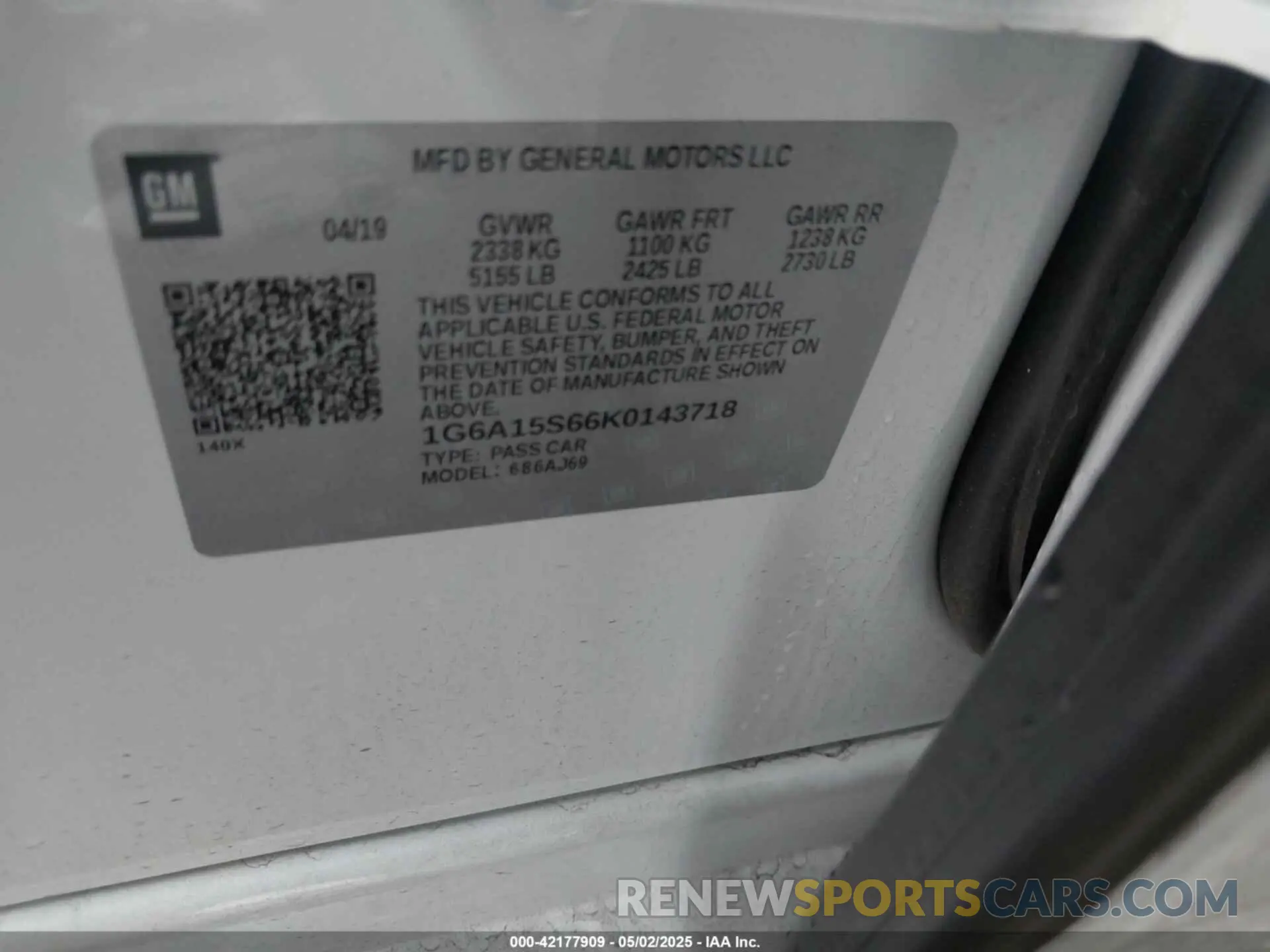 9 fotografías del automóvil dañado 1G6A15S66K0143718 CADILLAC CTS-V 2019