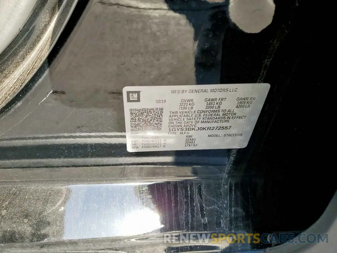 12 fotografías del automóvil dañado 1GYS3BKJ0KR272557 CADILLAC ESCALADE 2019