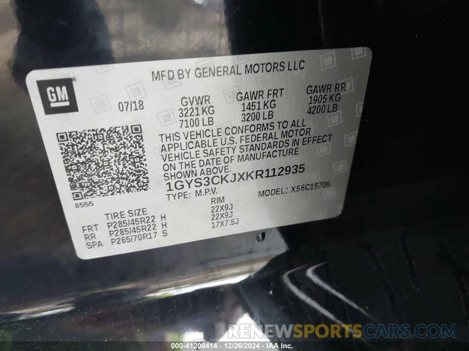 9 fotografías del automóvil dañado 1GYS3CKJXKR112935 CADILLAC ESCALADE 2019