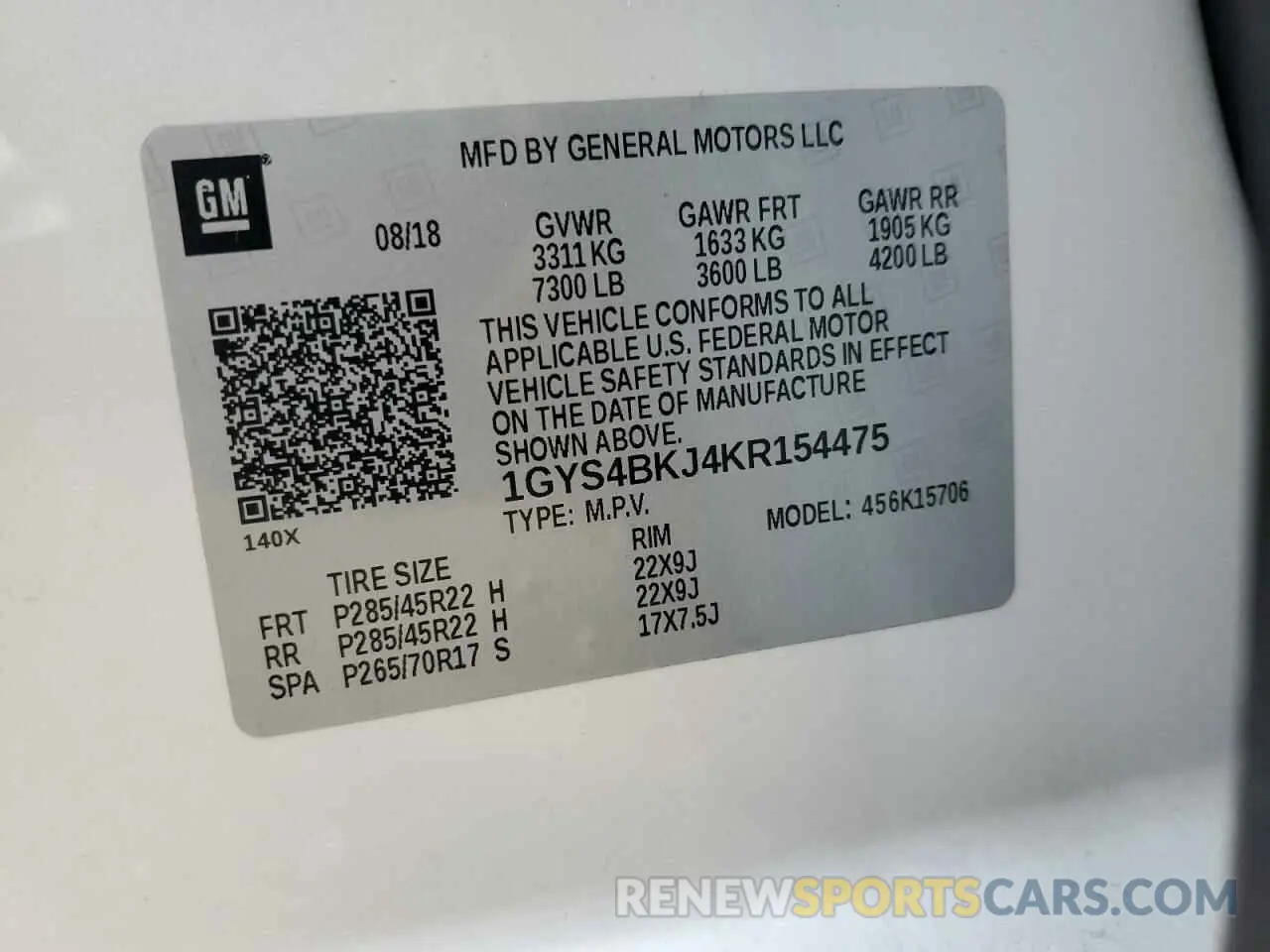 13 fotografías del automóvil dañado 1GYS4BKJ4KR154475 CADILLAC ESCALADE 2019