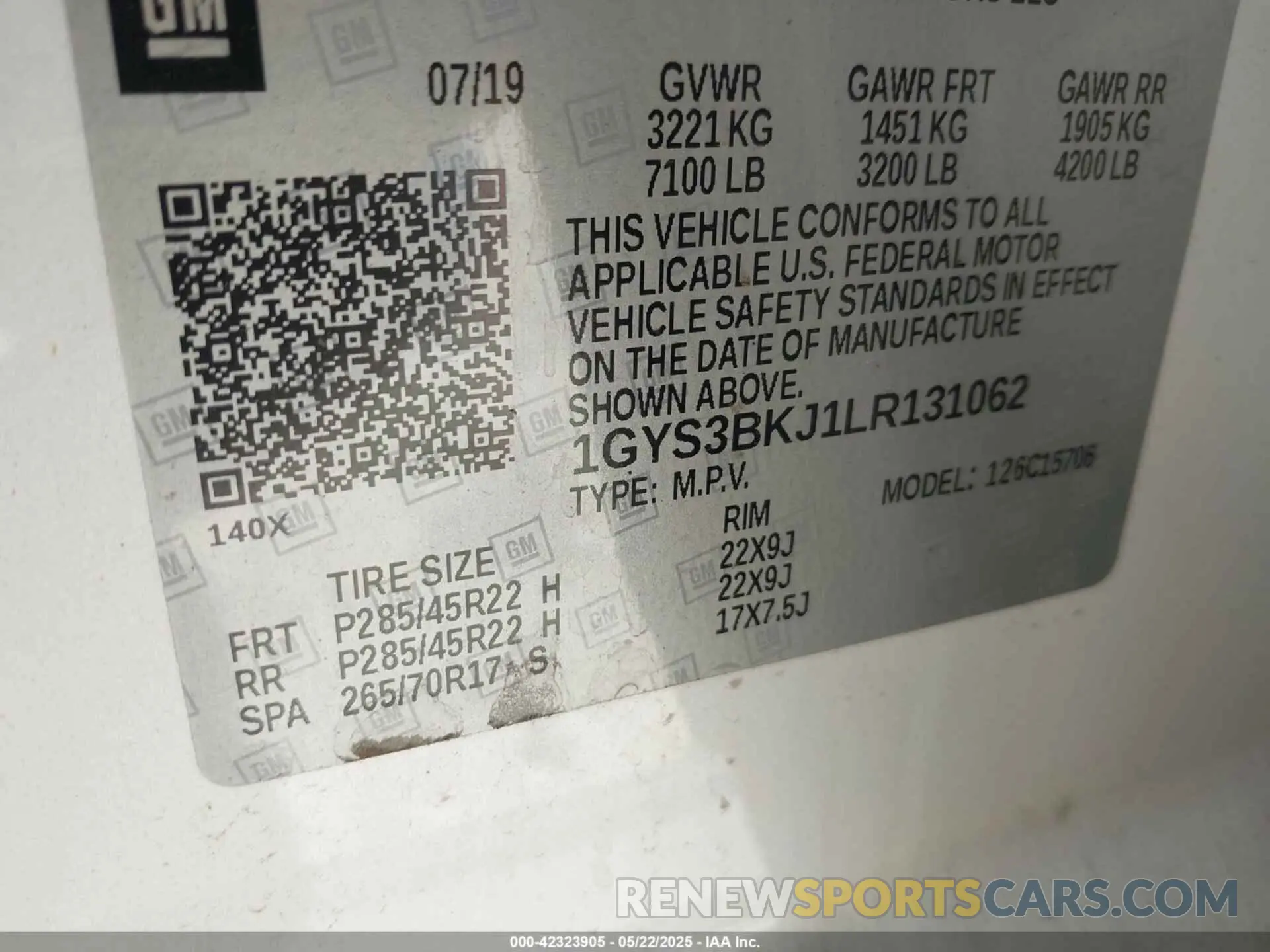 9 fotografías del automóvil dañado 1GYS3BKJ1LR131062 CADILLAC ESCALADE 2020