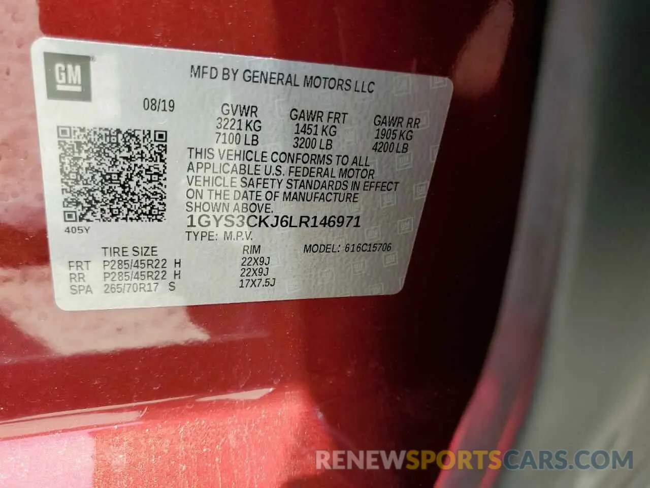 13 fotografías del automóvil dañado 1GYS3CKJ6LR146971 CADILLAC ESCALADE 2020