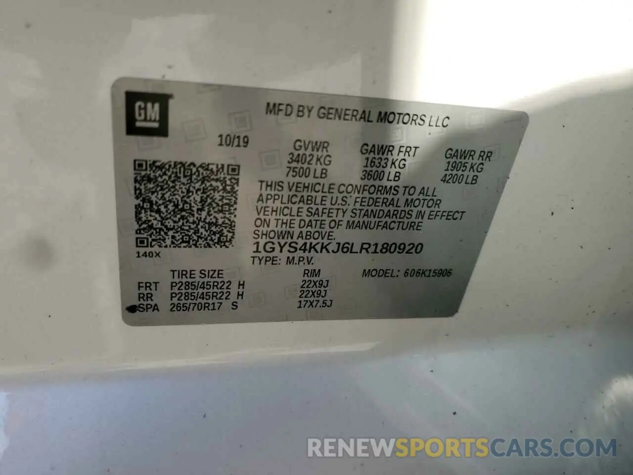 13 fotografías del automóvil dañado 1GYS4KKJ6LR180920 CADILLAC ESCALADE 2020