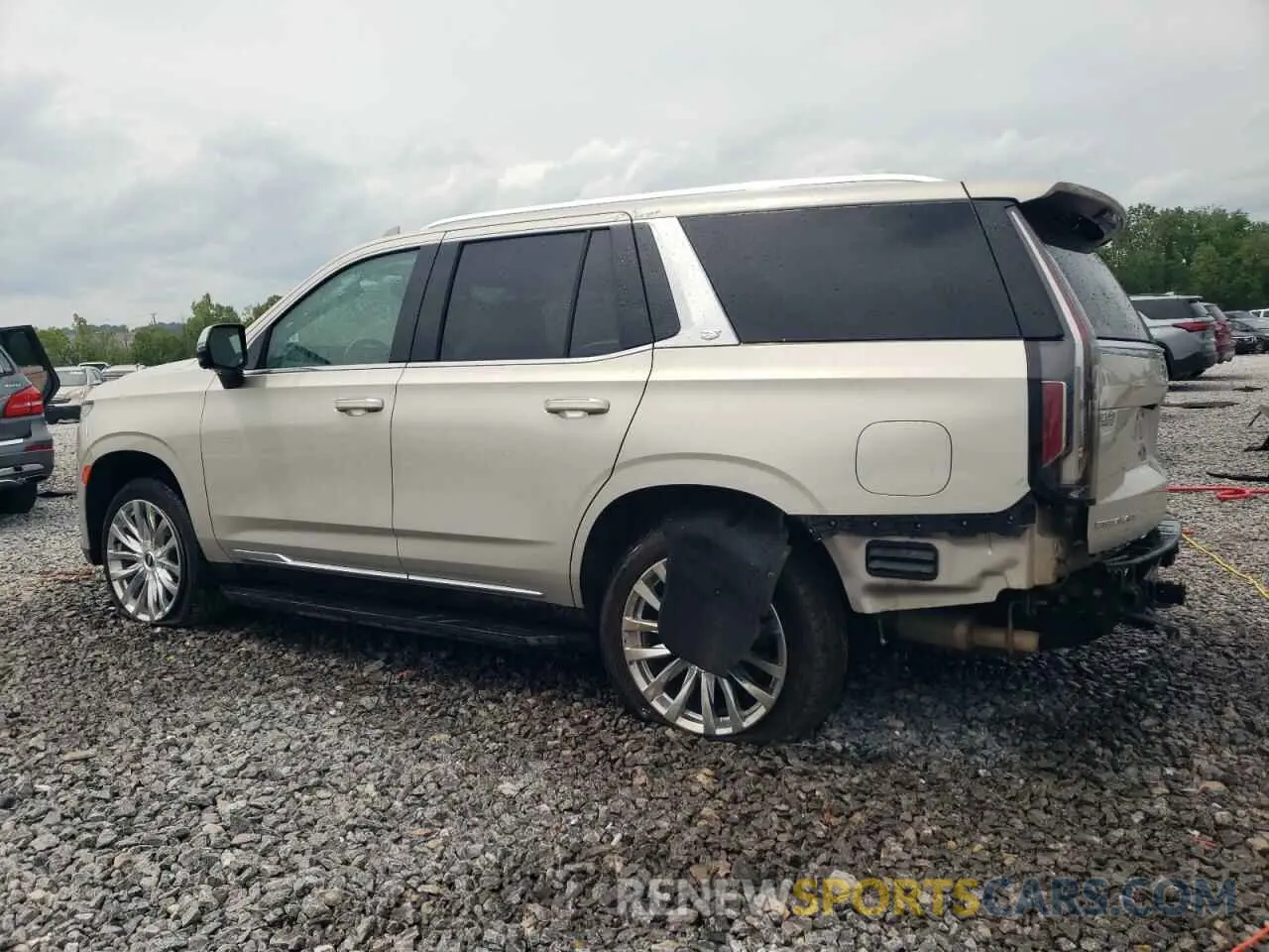 2 fotografías del automóvil dañado 1GYS3BKL1MR253813 CADILLAC ESCALADE 2021