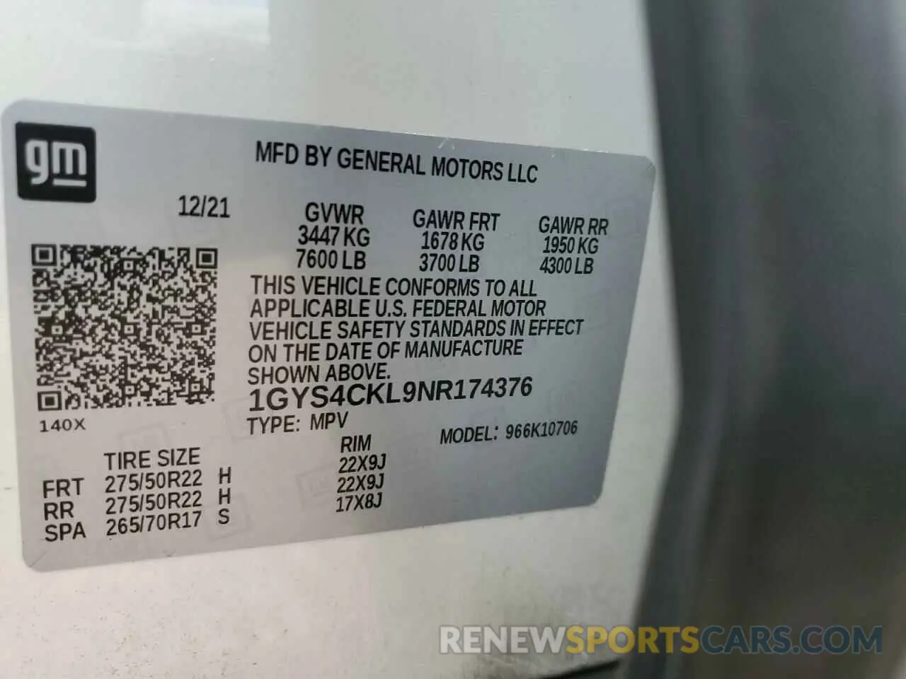 13 fotografías del automóvil dañado 1GYS4CKL9NR174376 CADILLAC ESCALADE 2022