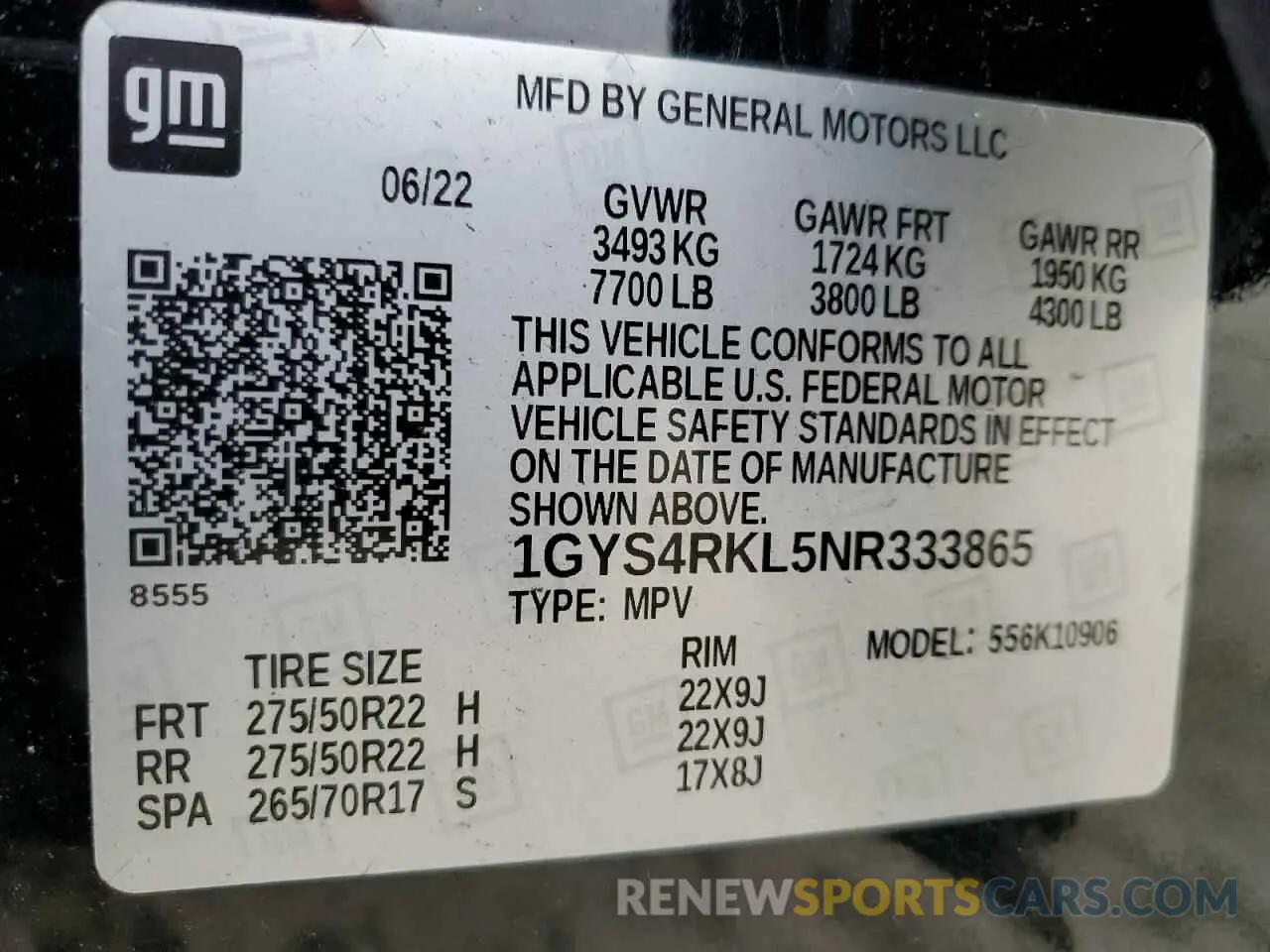 14 fotografías del automóvil dañado 1GYS4RKL5NR333865 CADILLAC ESCALADE 2022