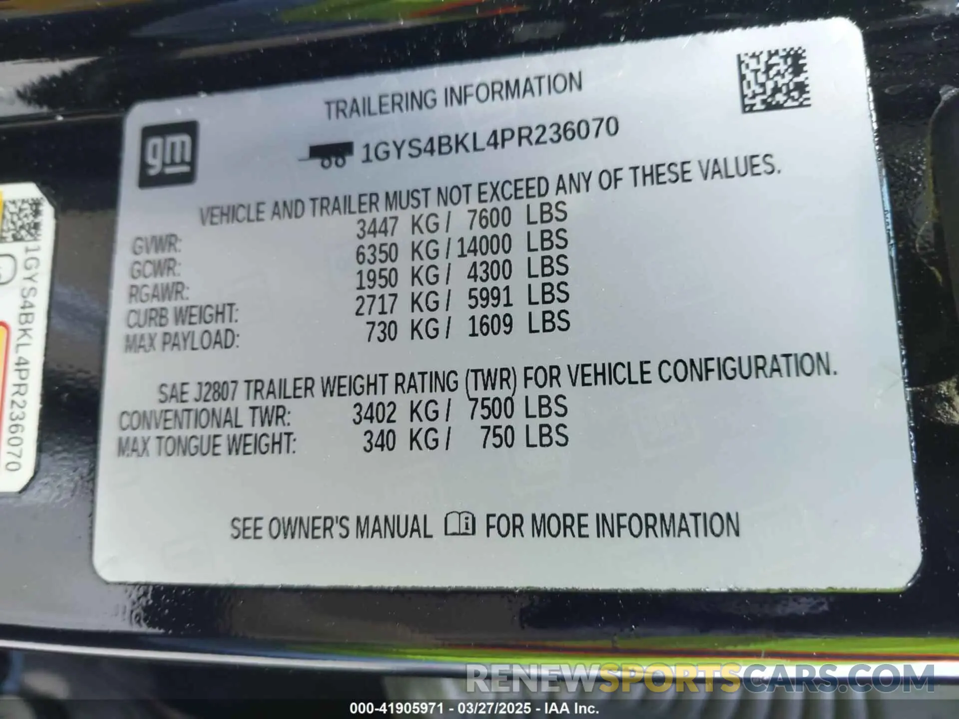 9 fotografías del automóvil dañado 1GYS4BKL4PR236070 CADILLAC ESCALADE 2023