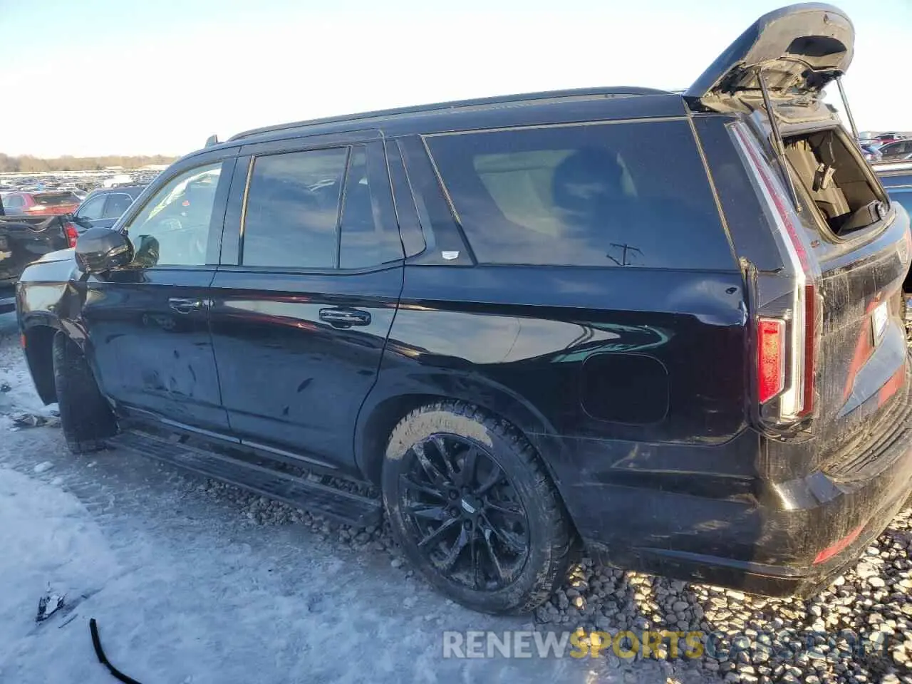 2 fotografías del automóvil dañado 1GYS4FKLXPR131637 CADILLAC ESCALADE 2023