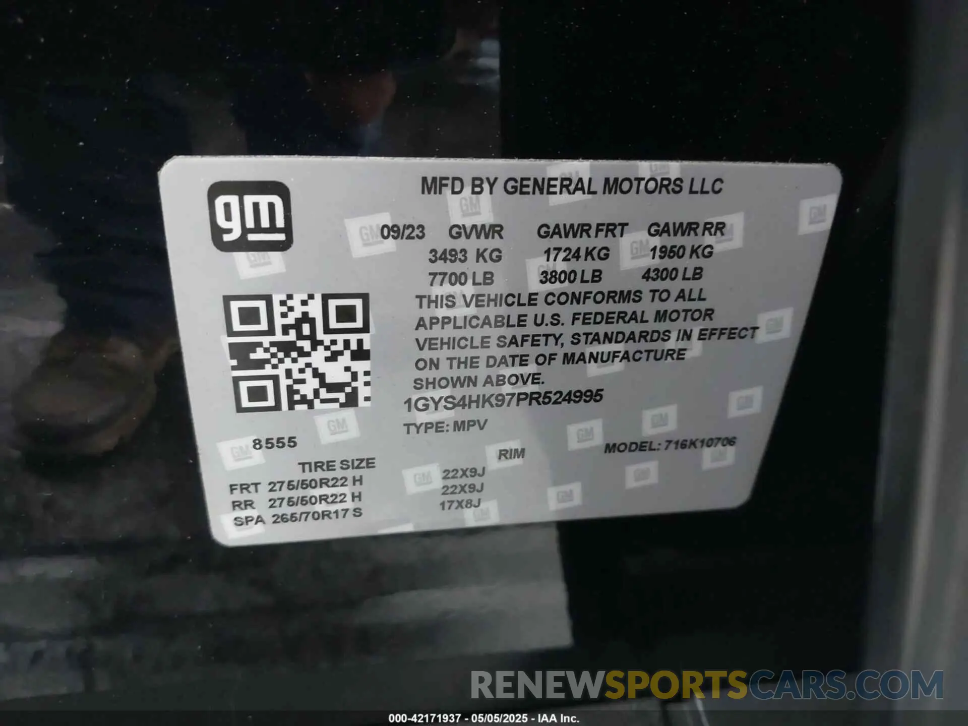 9 fotografías del automóvil dañado 1GYS4HK97PR524995 CADILLAC ESCALADE 2023