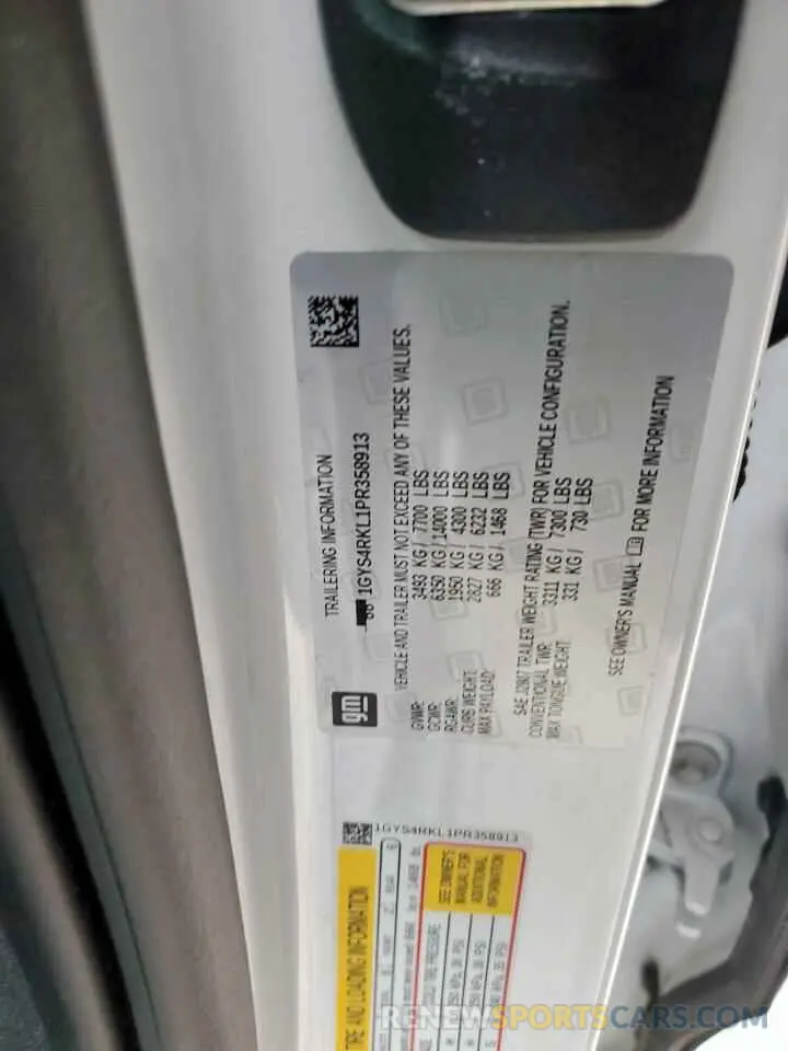 12 fotografías del automóvil dañado 1GYS4RKL1PR358913 CADILLAC ESCALADE 2023