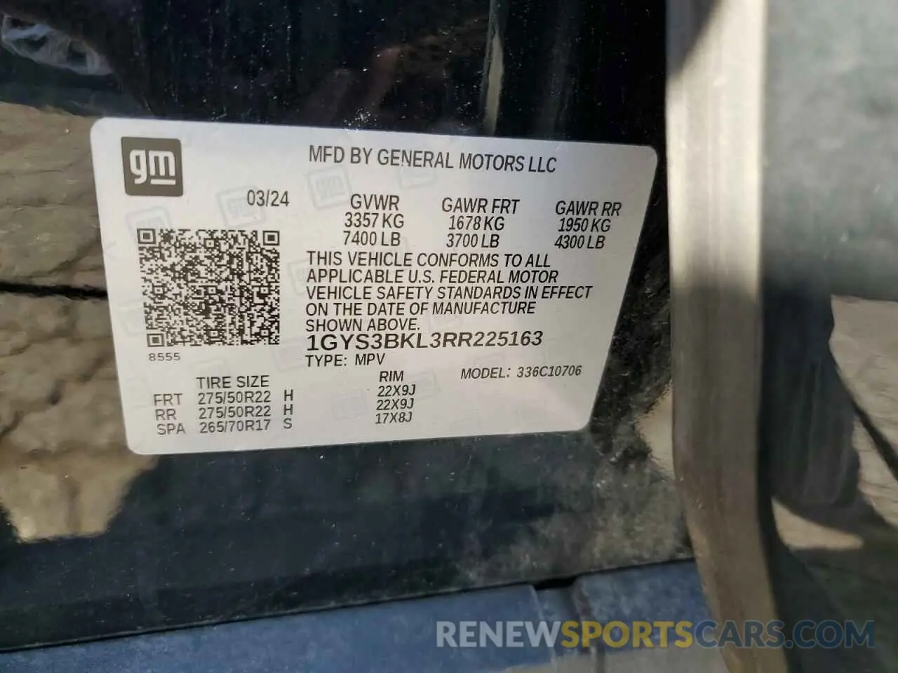 14 fotografías del automóvil dañado 1GYS3BKL3RR225163 CADILLAC ESCALADE 2024
