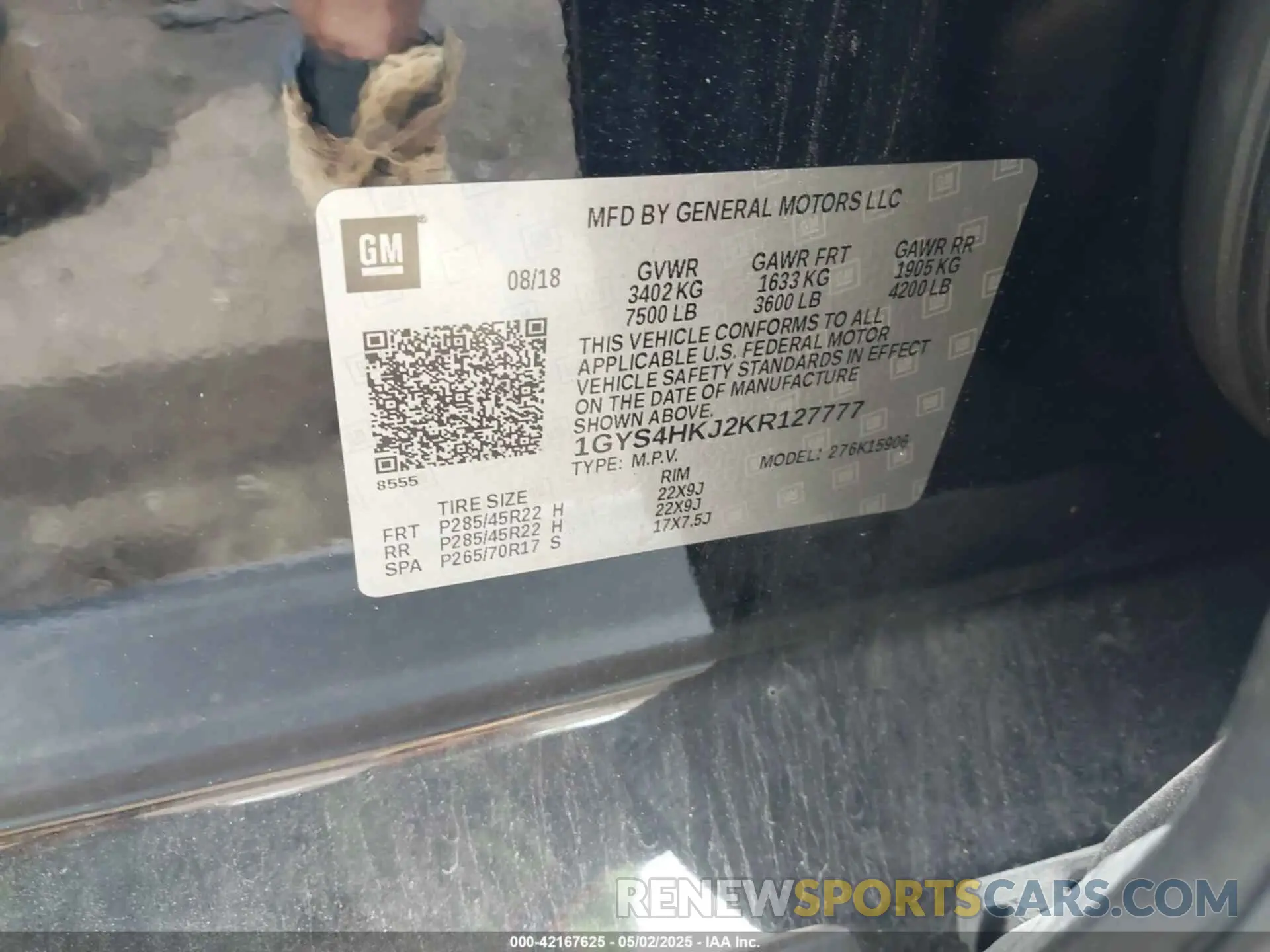 9 fotografías del automóvil dañado 1GYS4HKJ2KR127777 CADILLAC ESCALADE ESV 2019