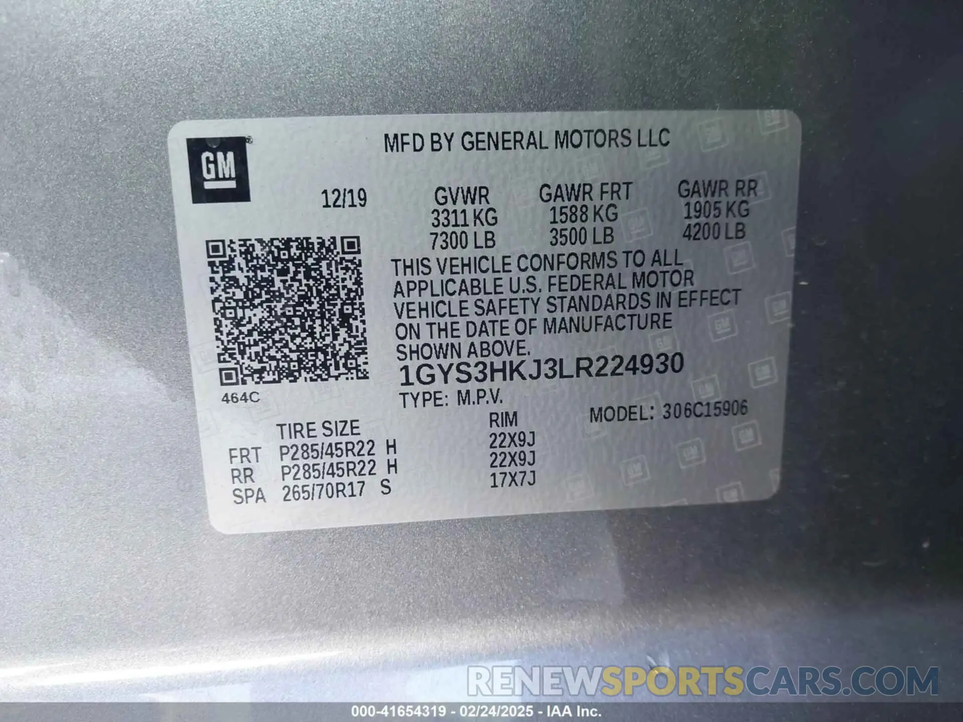 9 fotografías del automóvil dañado 1GYS3HKJ3LR224930 CADILLAC ESCALADE ESV 2020
