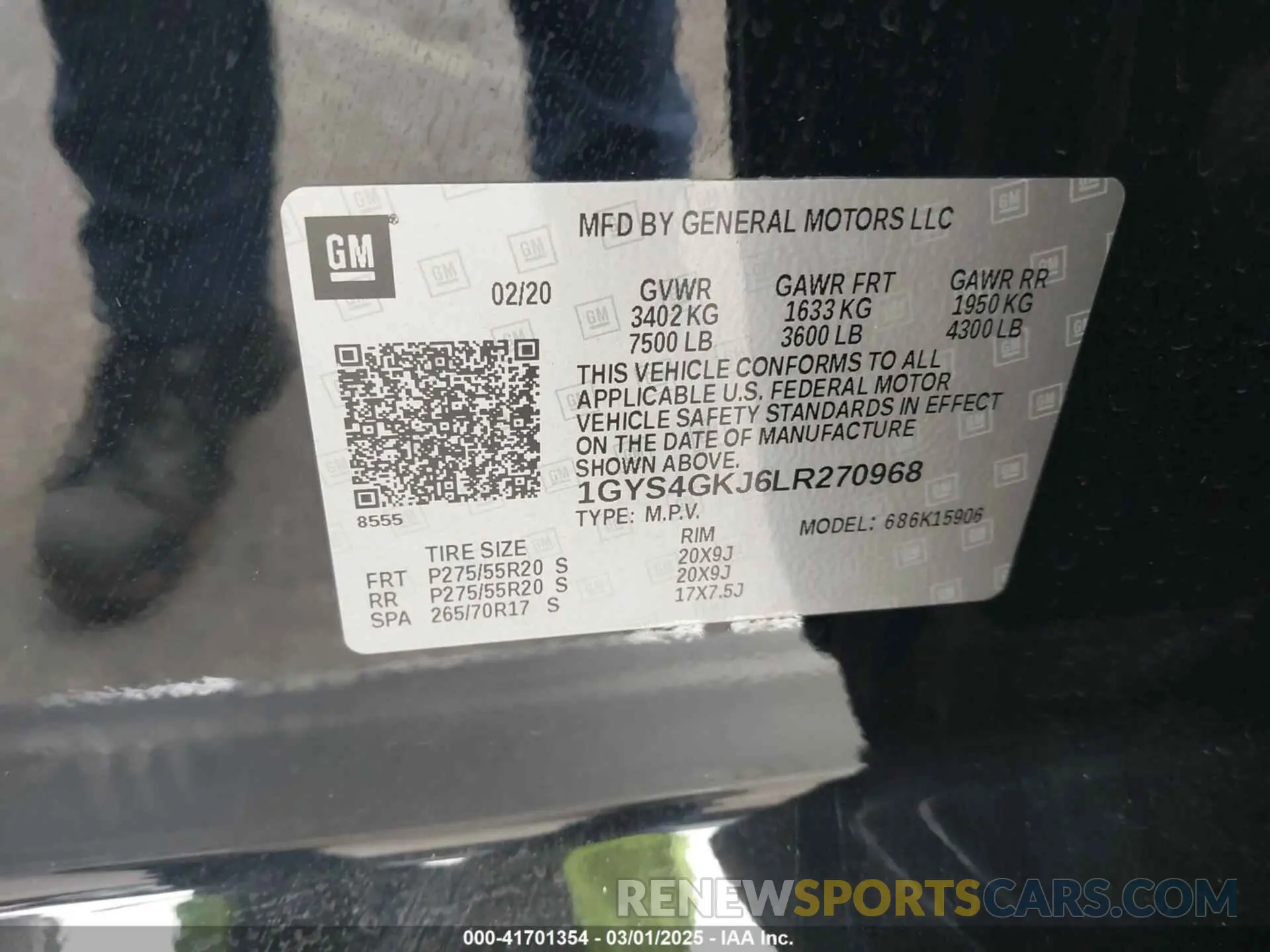 9 fotografías del automóvil dañado 1GYS4GKJ6LR270968 CADILLAC ESCALADE ESV 2020