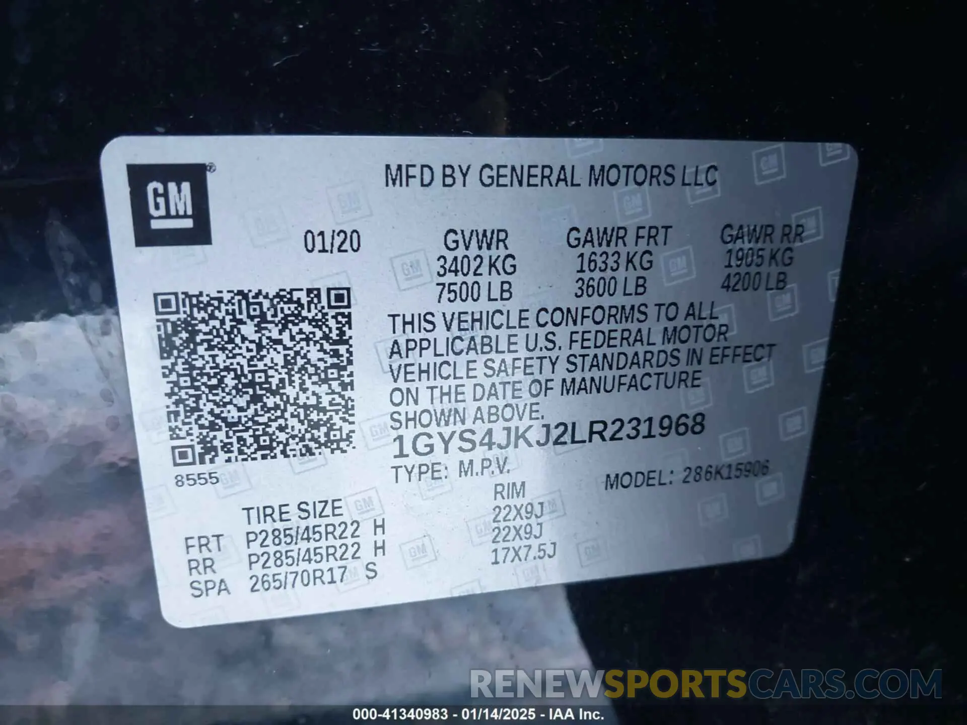 9 fotografías del automóvil dañado 1GYS4JKJ2LR231968 CADILLAC ESCALADE ESV 2020