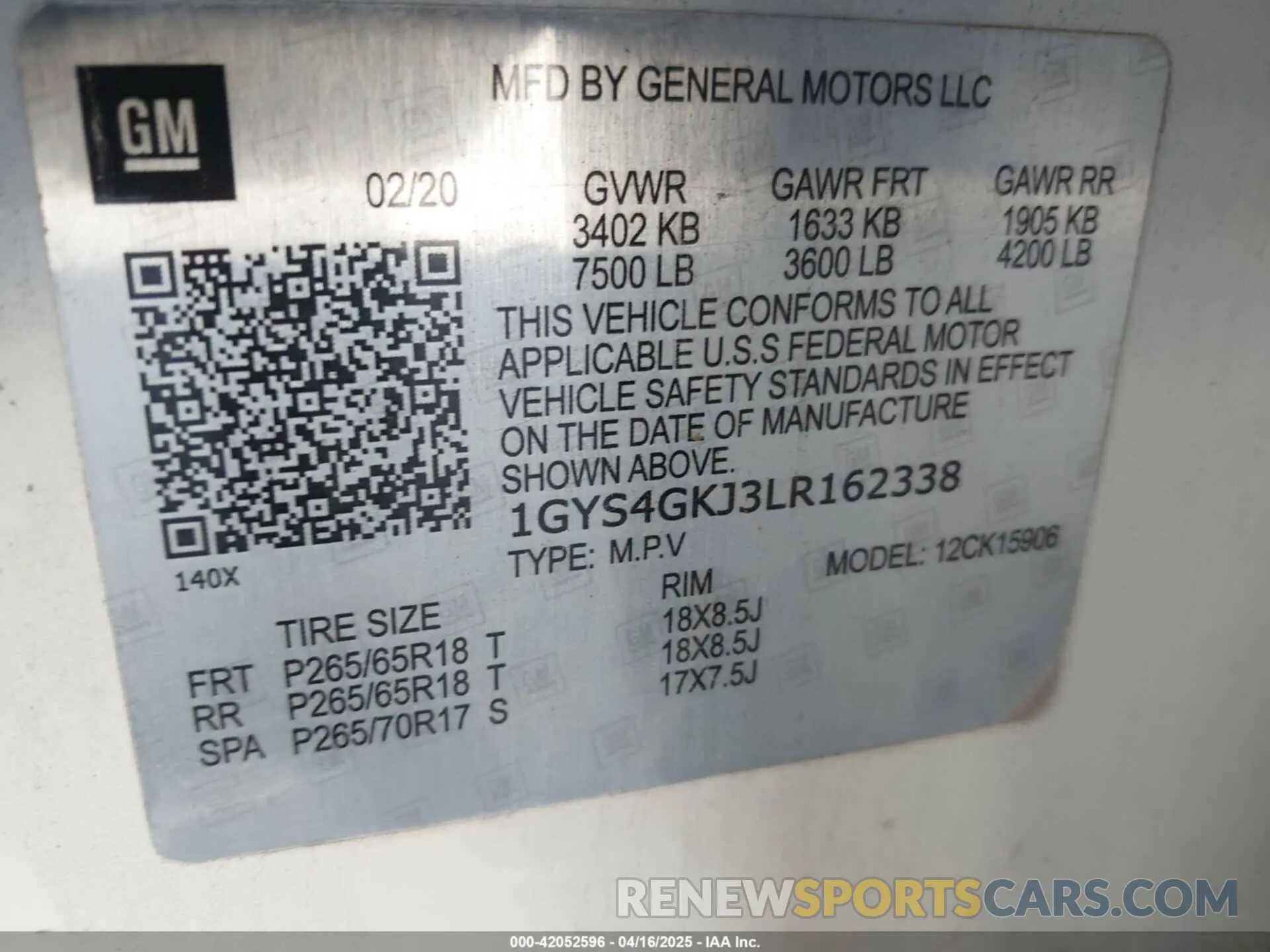 9 fotografías del automóvil dañado 1GYS4JKJ8LR277613 CADILLAC ESCALADE ESV 2020