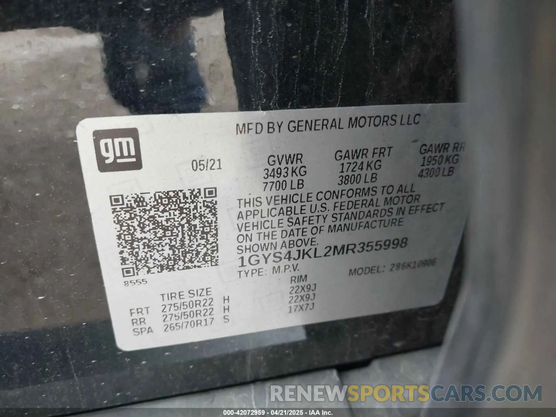 9 fotografías del automóvil dañado 1GYS4JKL2MR355998 CADILLAC ESCALADE ESV 2021
