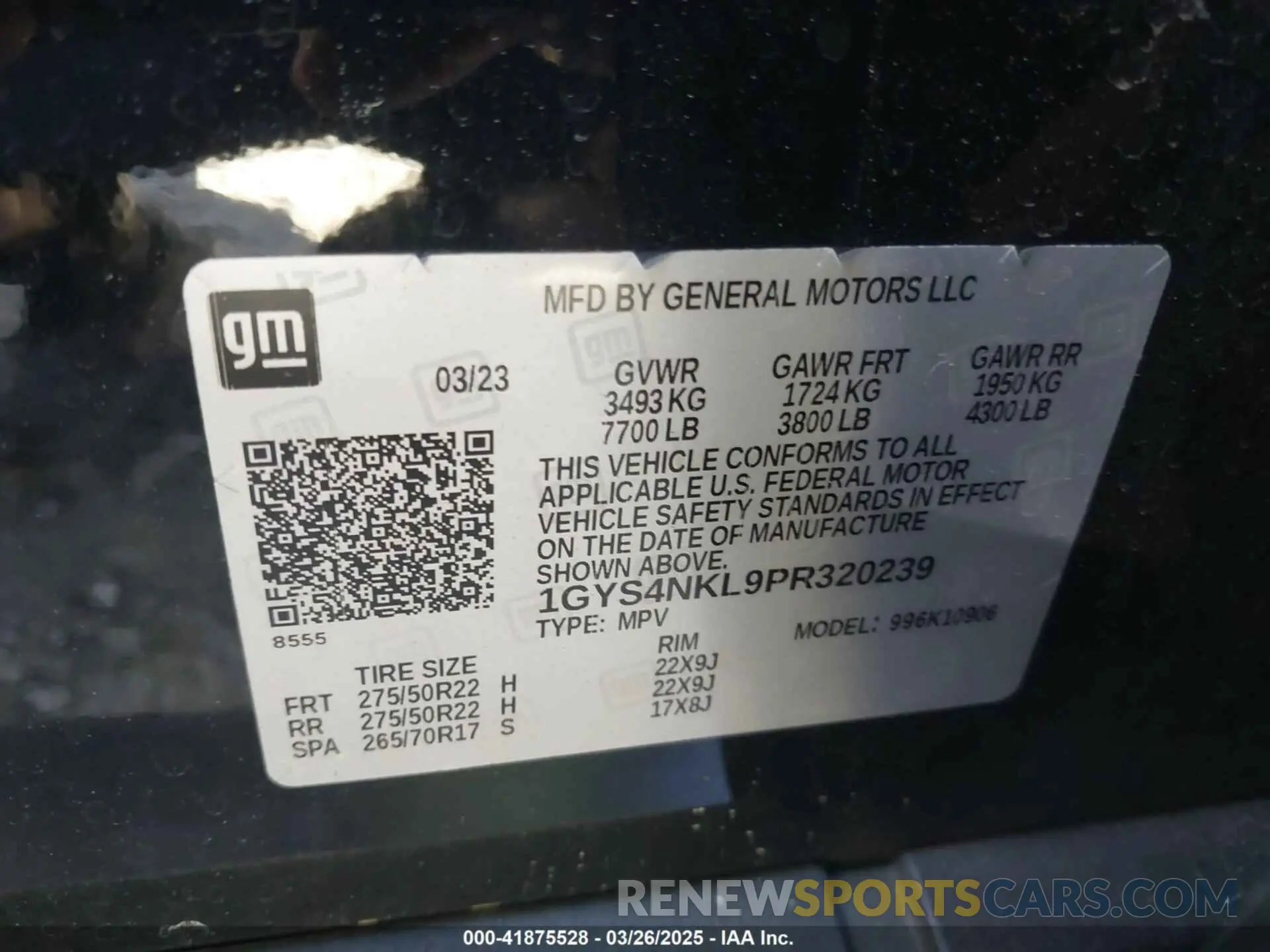 9 fotografías del automóvil dañado 1GYS4NKL9PR320239 CADILLAC ESCALADE ESV 2023
