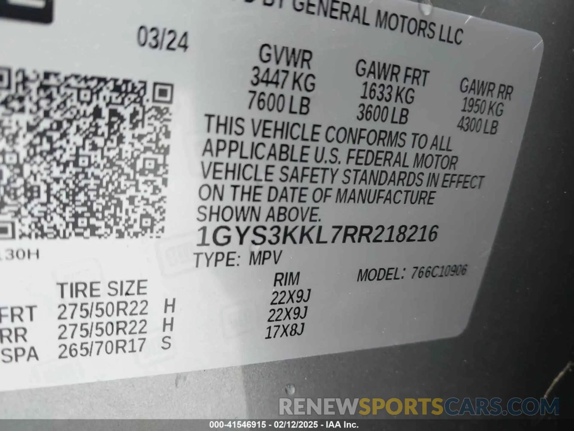 9 fotografías del automóvil dañado 1GYS3KKL7RR218216 CADILLAC ESCALADE ESV 2024